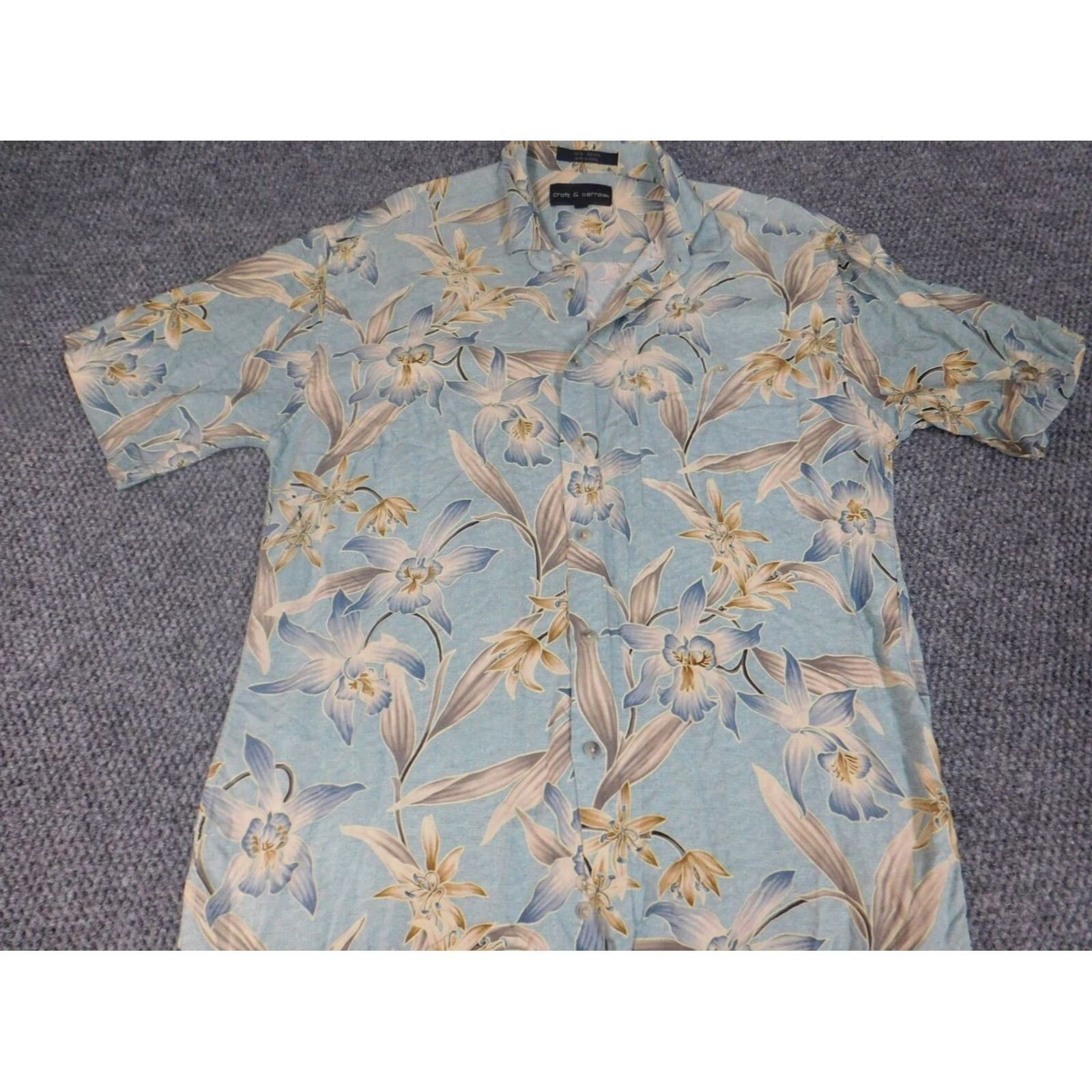 Croft & Barrow Croft & Barrow Mens Shirt Medium Green Floral Button-Down Rayon Hawaiian Short Sleeve Regular Collar Size US M / EU 48-50 / 2 - 3 Thumbnail