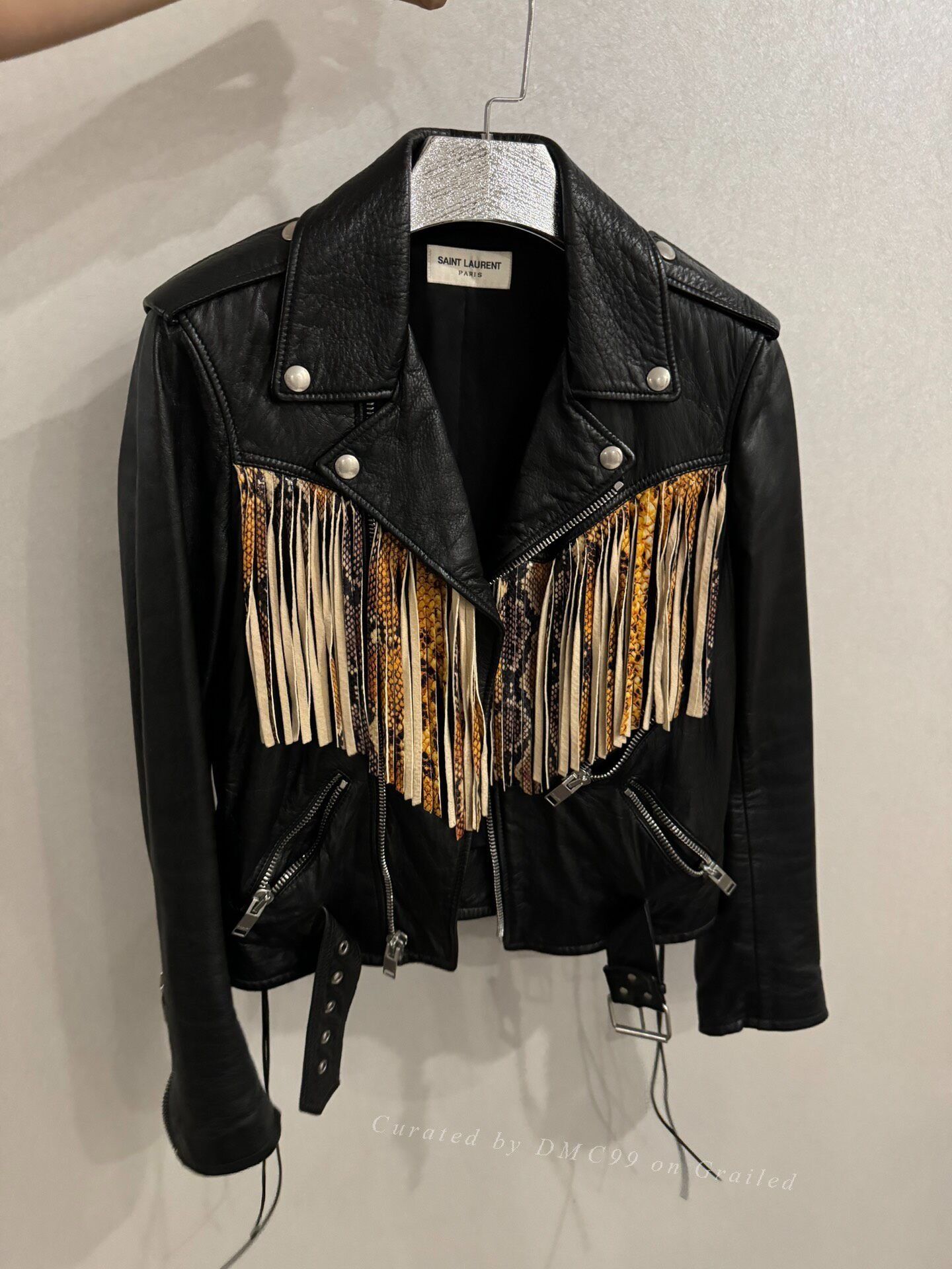 Saint Laurent Paris SLP Snakeskin Fringe Leather Jacket Size XS / US 0-2 / IT 36-38 - 1 Thumbnail