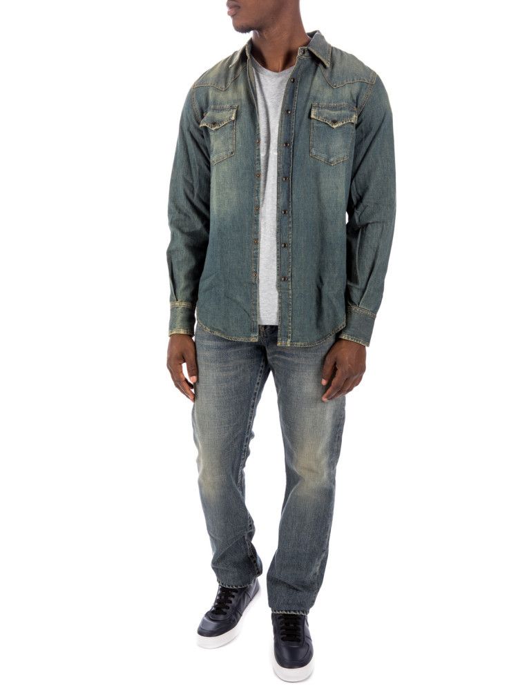 Saint Laurent Paris o1s1wg111124 Western Shirt In Denim in Deep Vintage Blue Size US XS / EU 42 / 0 - 4 Thumbnail