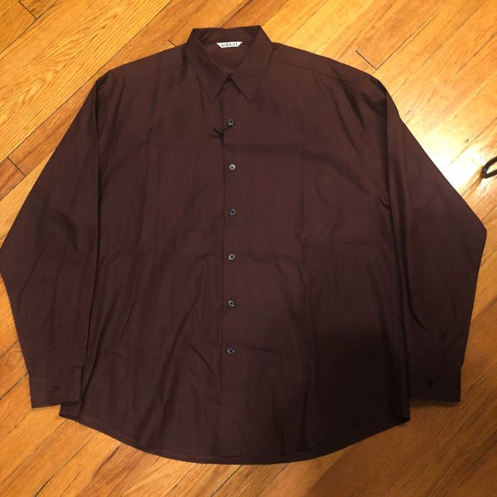 Auralee Washed Finx Twill Big Shirt - Burgundy - Size 5 NWT | Grailed