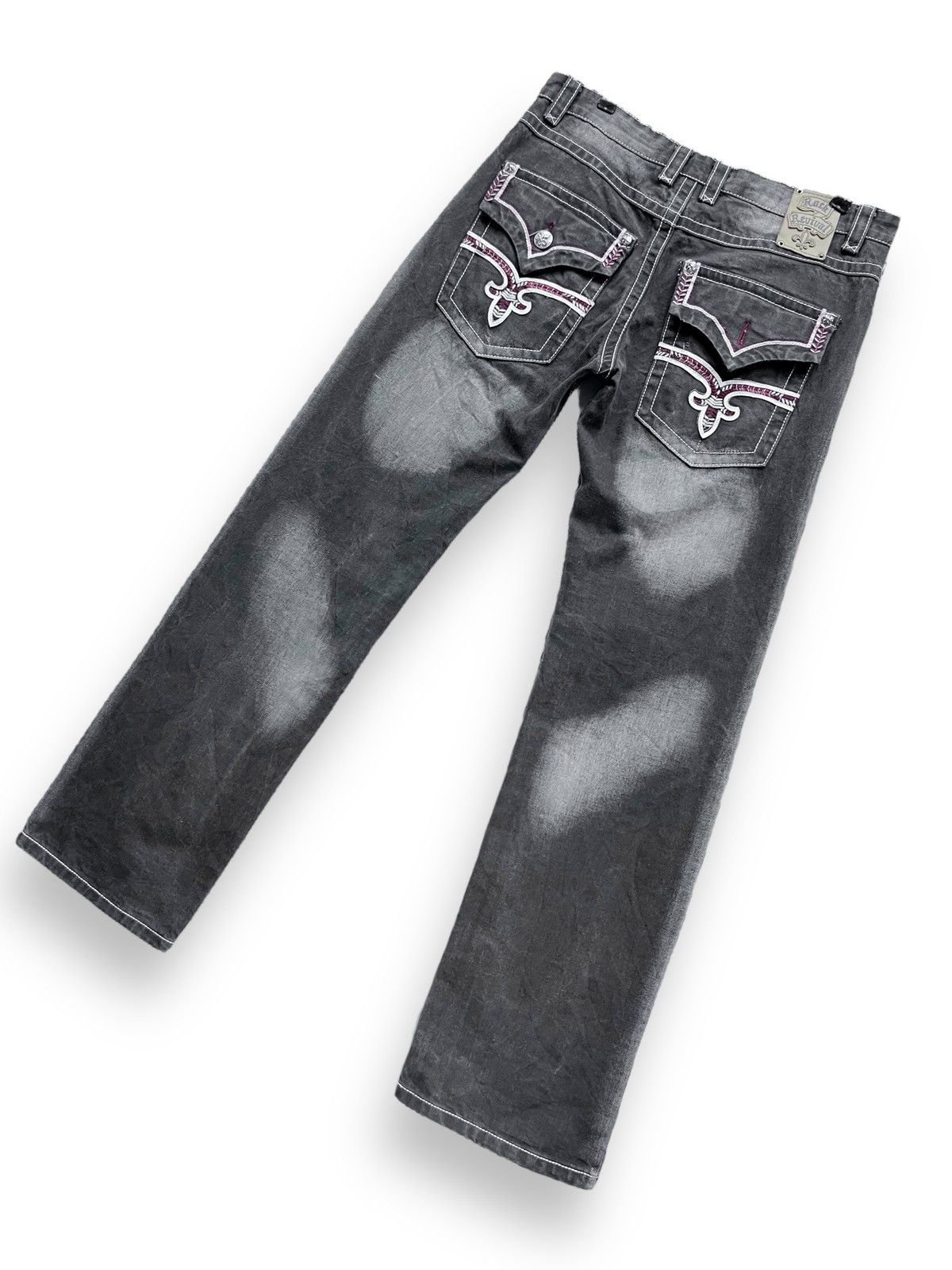 Rock Revival ROCK REVIVAL BLEACH WASH FLEUR-DE-LIS JEANS C.HEARTS STYLE Size US 33 - 7 Thumbnail