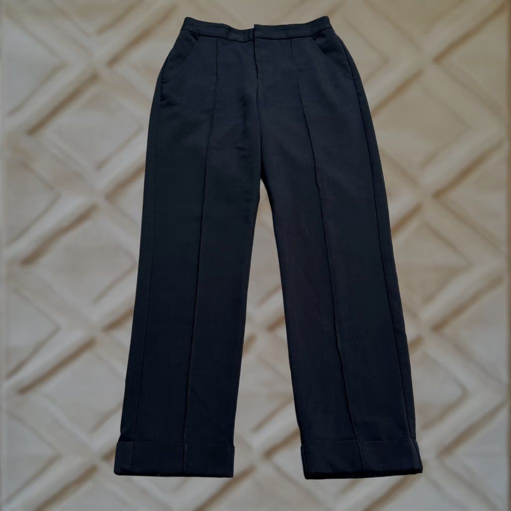 Anthropologie Anthropologie Maeve High Rise Trouser Dress Pants Womens 4 Black Cuffed Classic Size 27" / US 4 / IT 40 - 1 Thumbnail