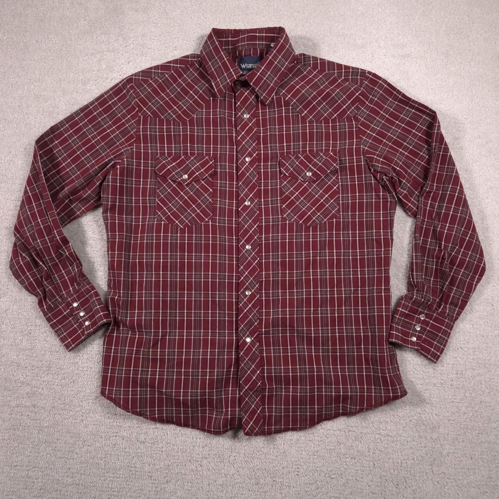 Wrangler VINTAGE Wrangler Shirt Mens L Red Plaid Western Pearl Snap Long Sleeve Cowboy Mens Size US L / EU 52-54 / 3 - 2 Thumbnail
