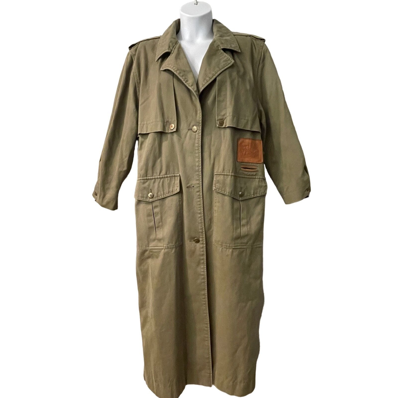 Vintage VINTAGE 80s Together! Trench Coat with Leather Trim Sz 10 Size L / US 10 / IT 46 - 2 Thumbnail