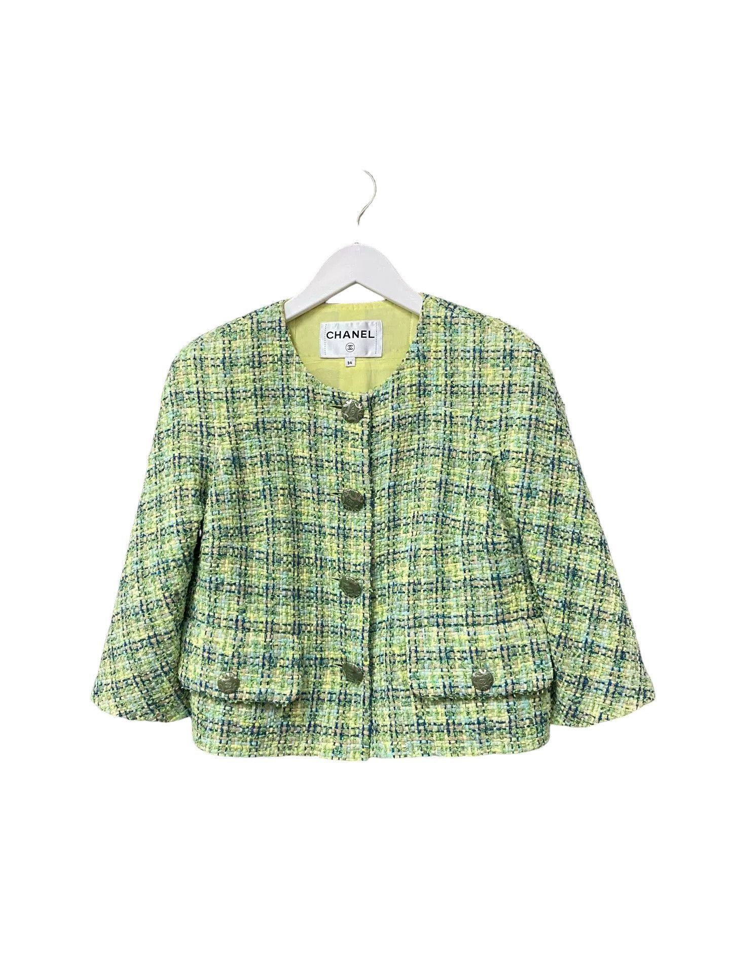Chanel Chanel Green Tweed Jacket Size 34 Size XS / US 0-2 / IT 36-38 - 1 Thumbnail