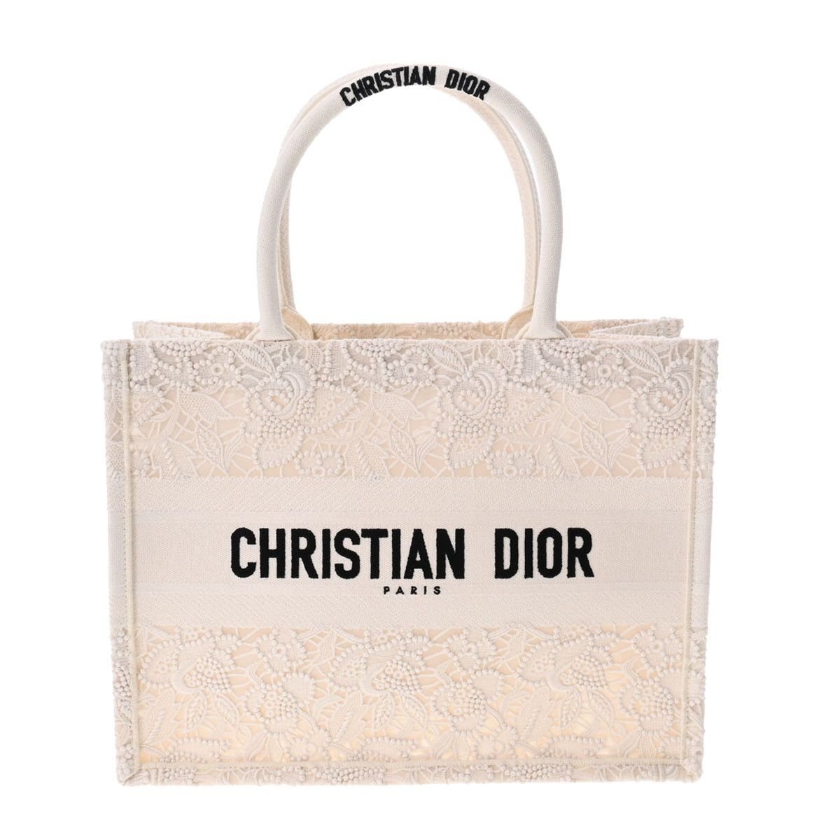 image of Christian Dior Book Medium Embroidery Tote Bag White, Women's