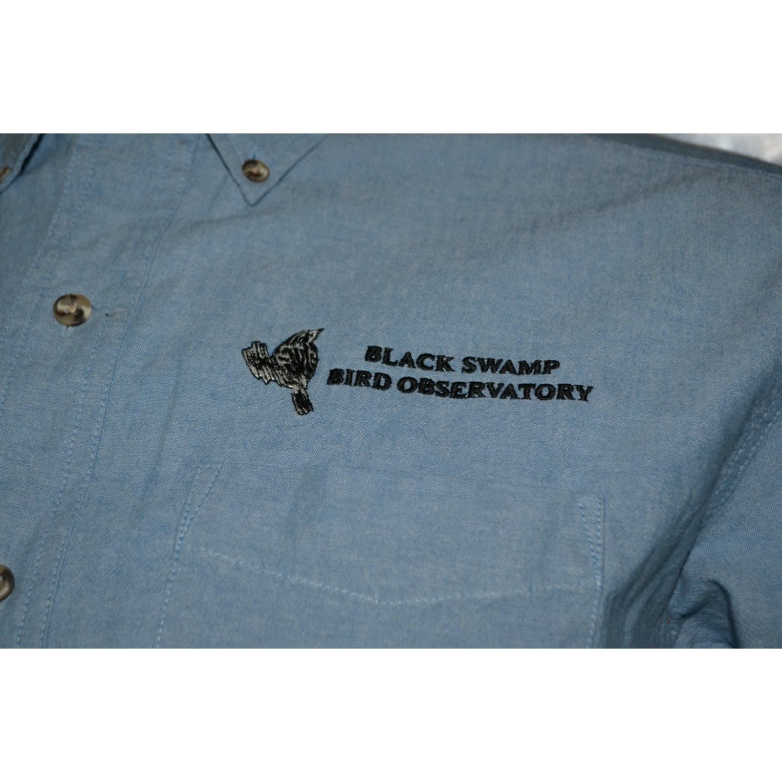 Denime VINTAGE Black Swamp Bird Observatory Long Sleeve Denim Shirt XS XSmall Blue Button-Down Collar Men 100% Cotton Size US XS / EU 42 / 0 - 2 Thumbnail