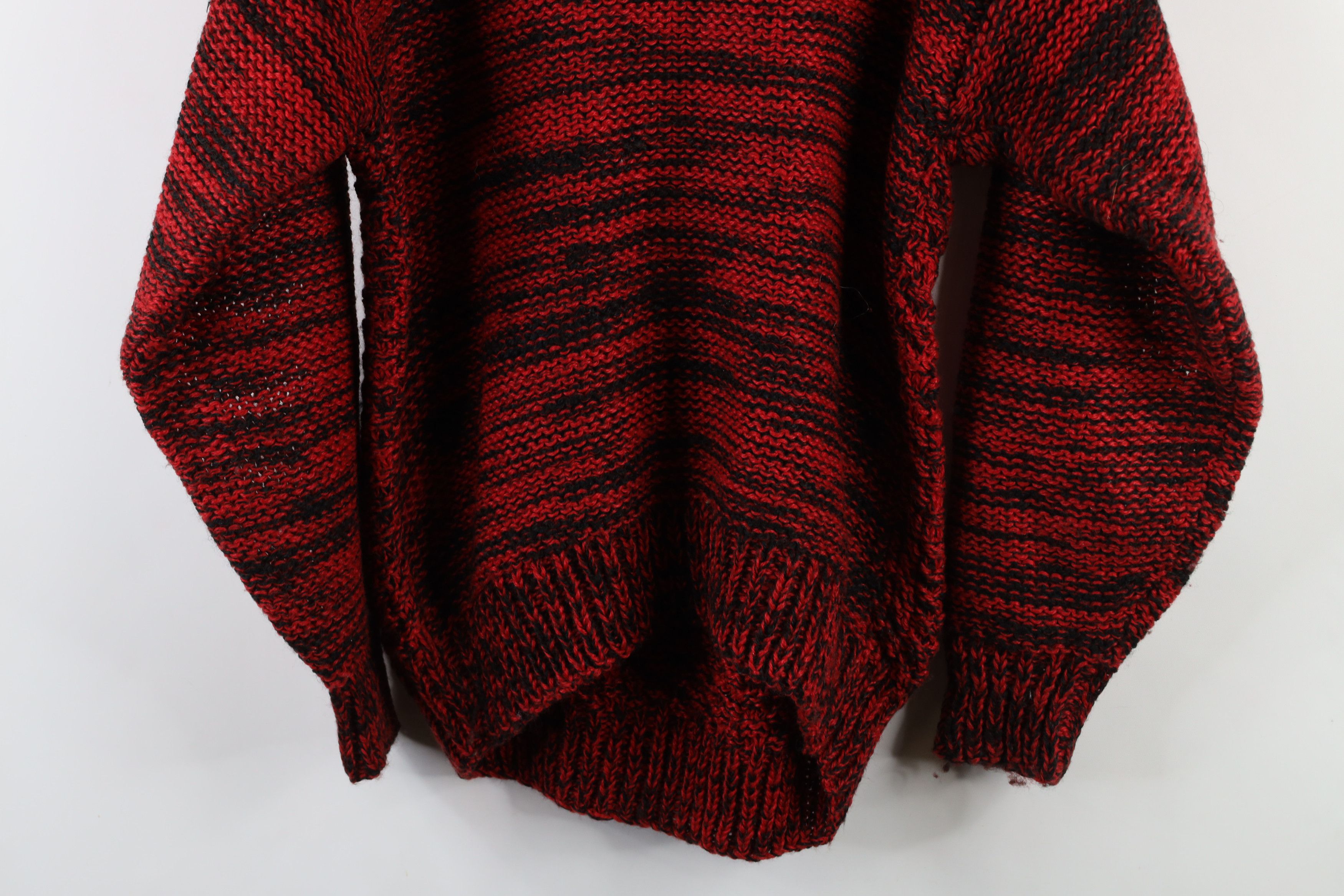 Vintage Vintage 90s Streetwear Leather Trim Crochet Knit Sweater Size US M / EU 48-50 / 2 - 12 Thumbnail