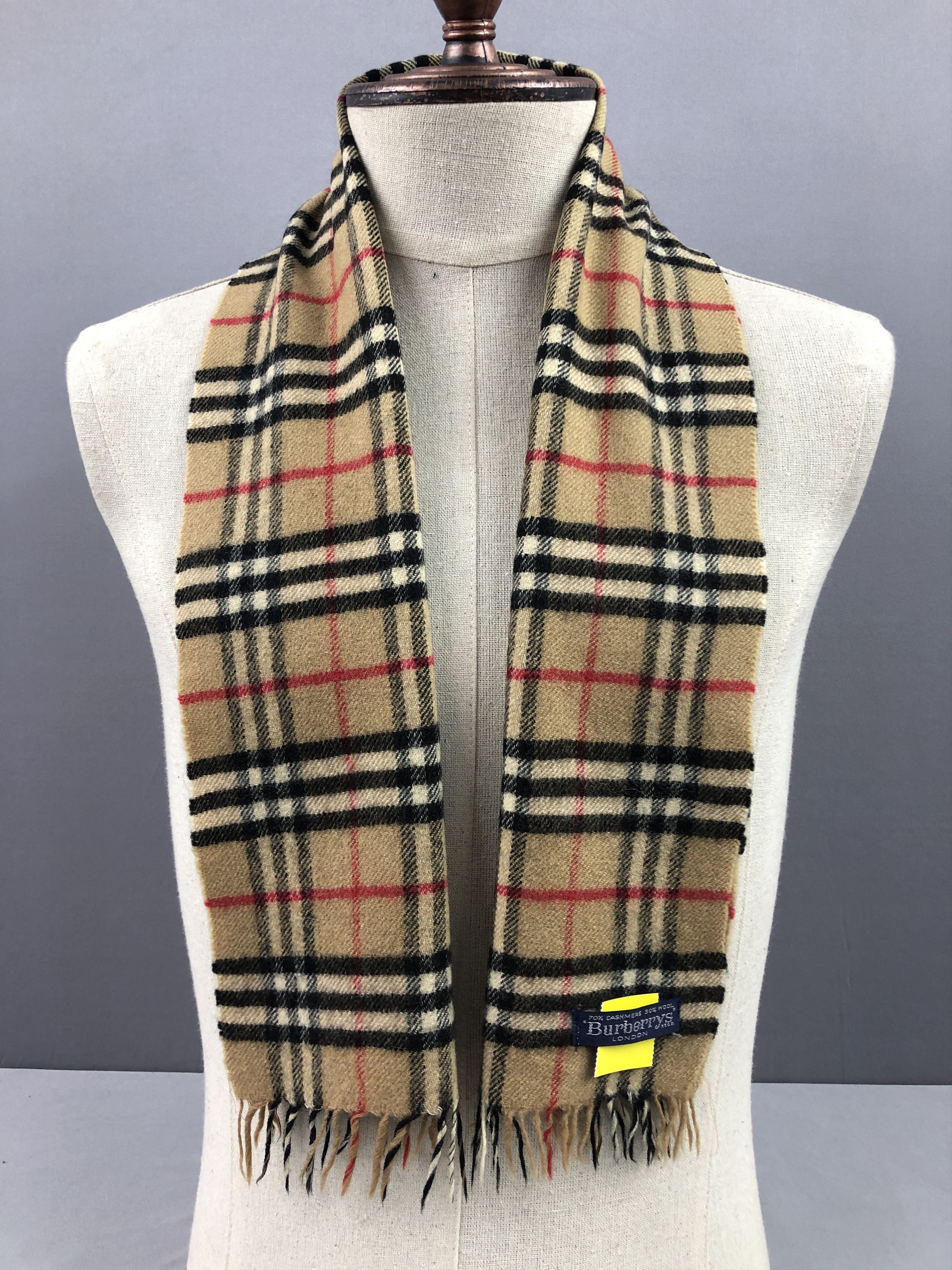 Vintage Burberry Wool Cashmere Scarf / Muffler / Neckwear