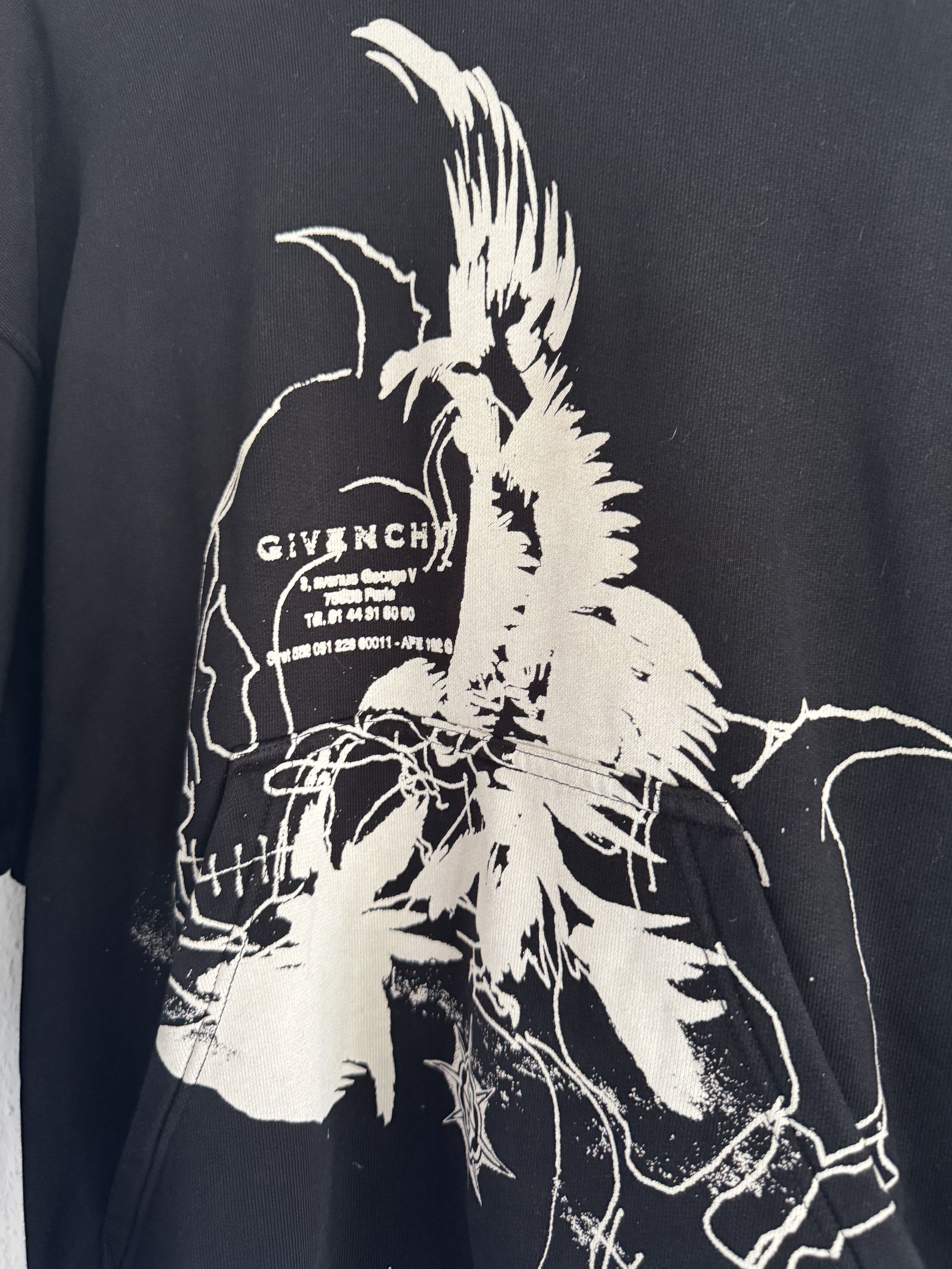 Givenchy Black Barbed Wire Eagle Oversized Hoodie Size US S / EU 44-46 / 1 - 3 Thumbnail