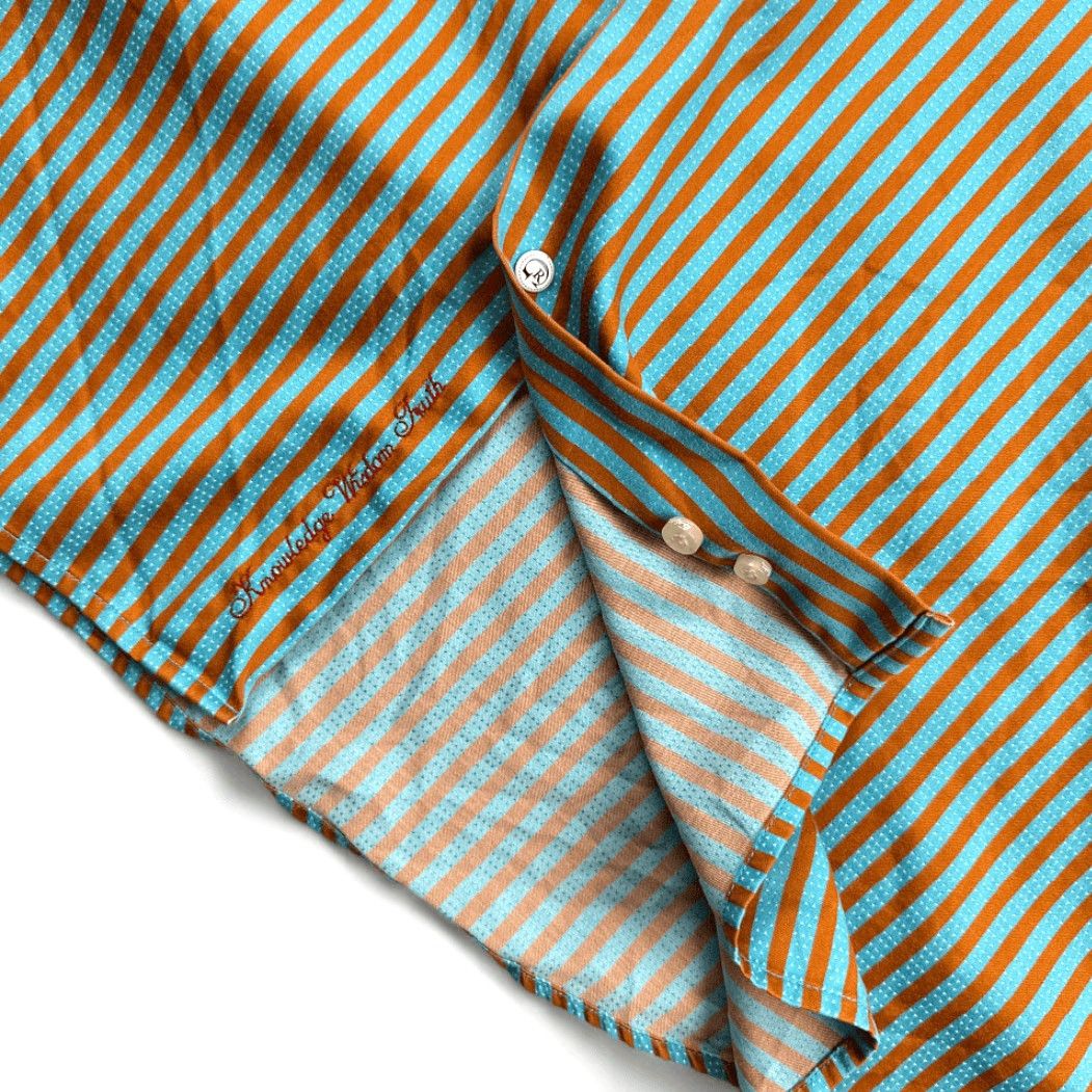 Robert Graham Robert Graham Shirt Adult XL Blue Striped Button-Down, Long Sleeve, Cotton, 27 Chest, 33 Length, Regular Fit, 47 Tag Size, Button Closure, Collared Size 46R - 5 Thumbnail