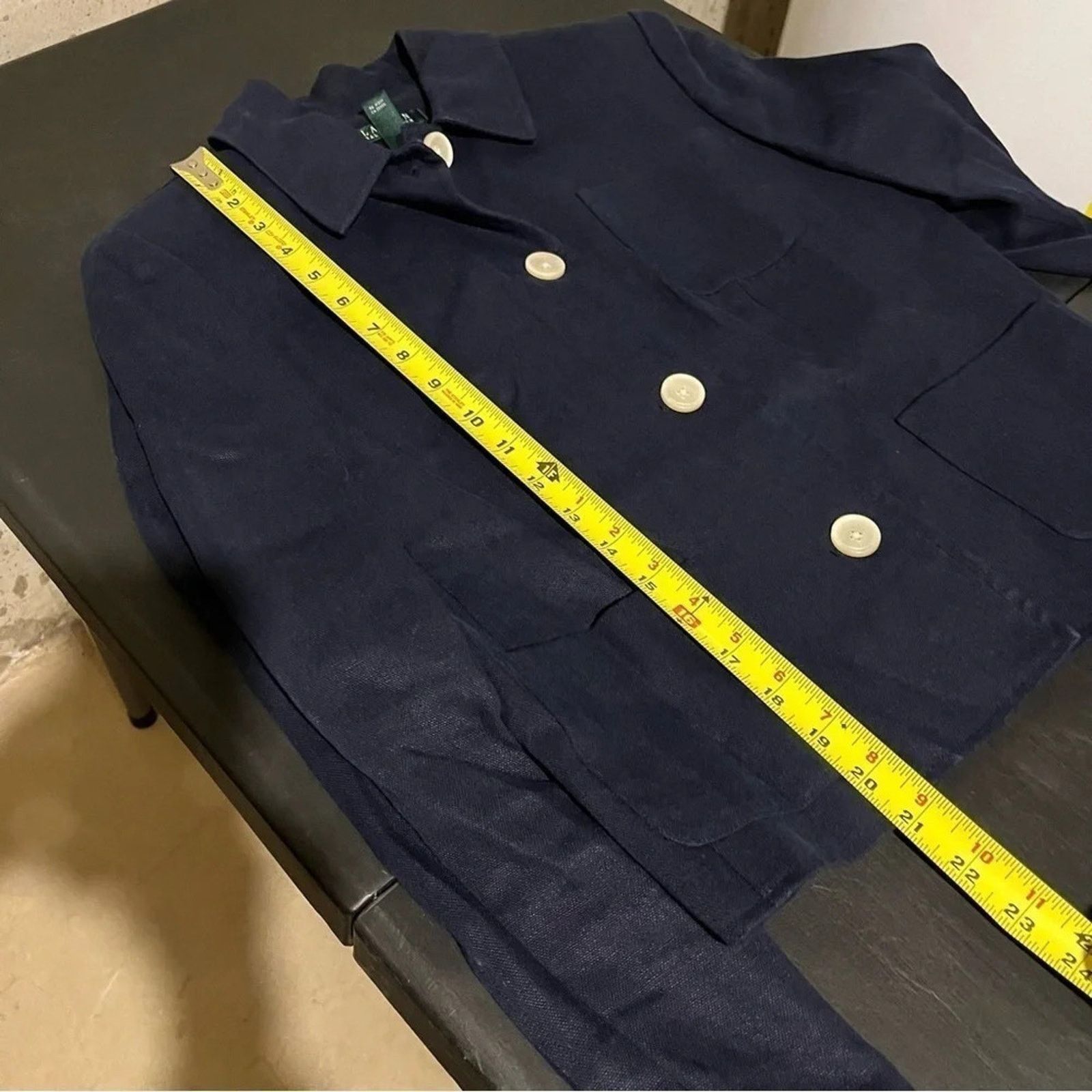 Lauren Ralph Lauren Ralph Lauren Women's Navy Blue 100% Linen Lined Blazer Sz 8 Size M / US 6-8 / IT 42-44 - 7 Thumbnail