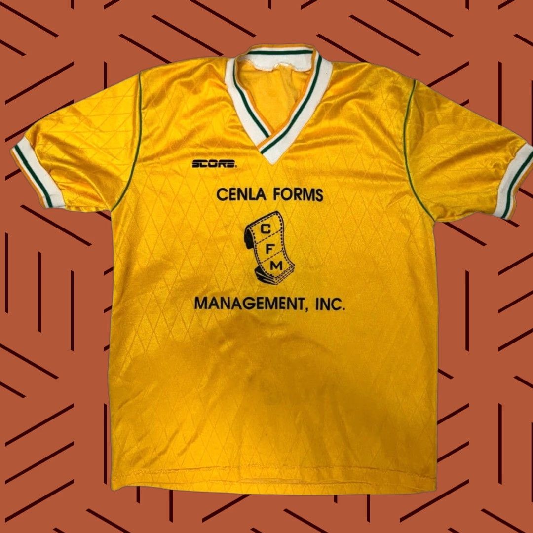 Vintage VINTAGE Yellow Jersey Soccer 1990s Cenla Forms Management Score Shirt Adult XS? Size US S / EU 44-46 / 1 - 1 Thumbnail