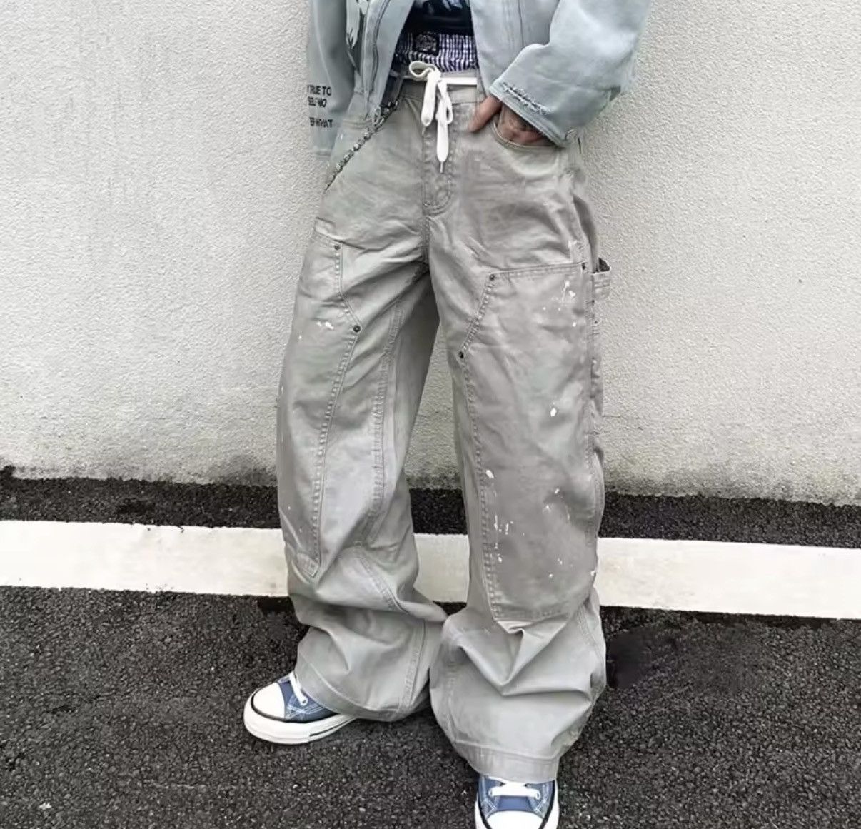 Japanese Brand Gray Y2K Distressed Streetwear Pants Size US 31 - 3 Thumbnail