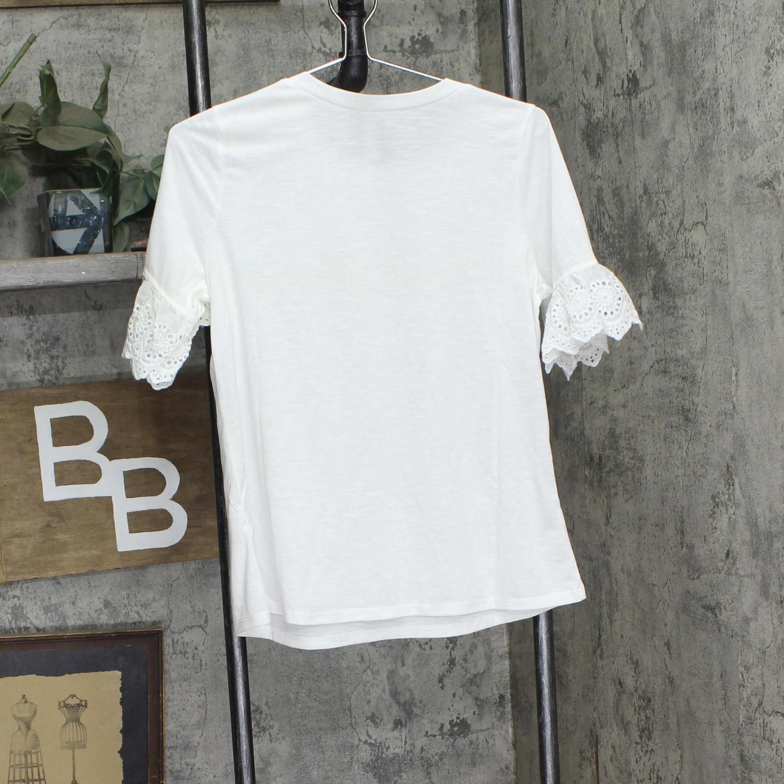 Other Nwt Ny Collection Bell Sleeve Slubbed Top Slubb White Pm Size M / US 6-8 / IT 42-44 - 2 Thumbnail