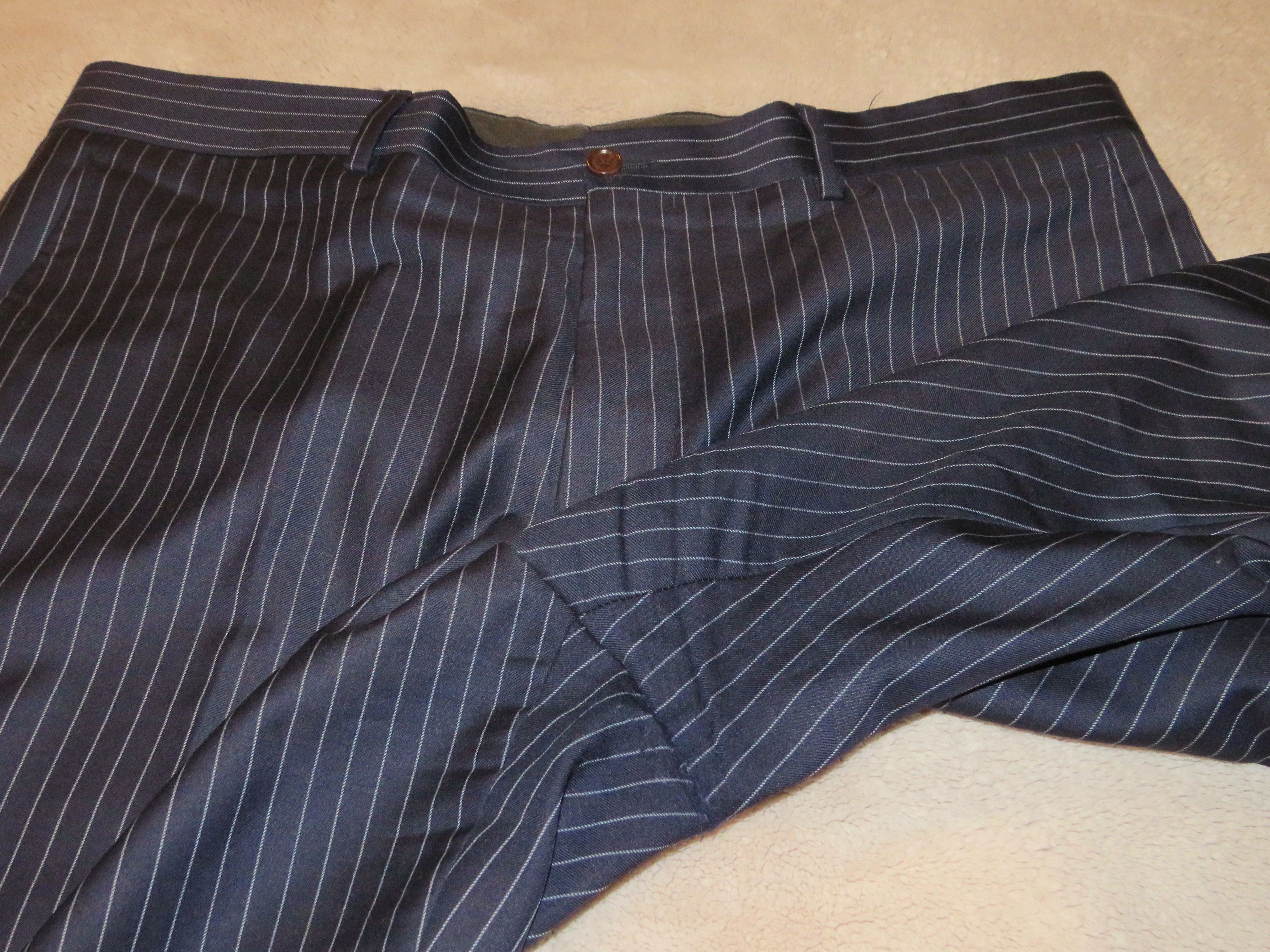 Etro Navy Blue Striped Flat Front Three Roll Two Suit 44 Size 44R - 14 Thumbnail