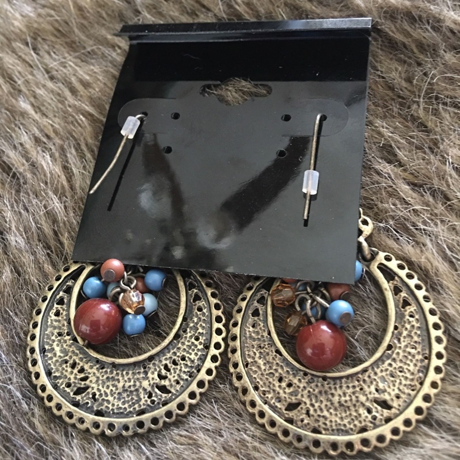 Jewelry Brass tone dangle bead fish hook earrings Size ONE SIZE - 3 Thumbnail