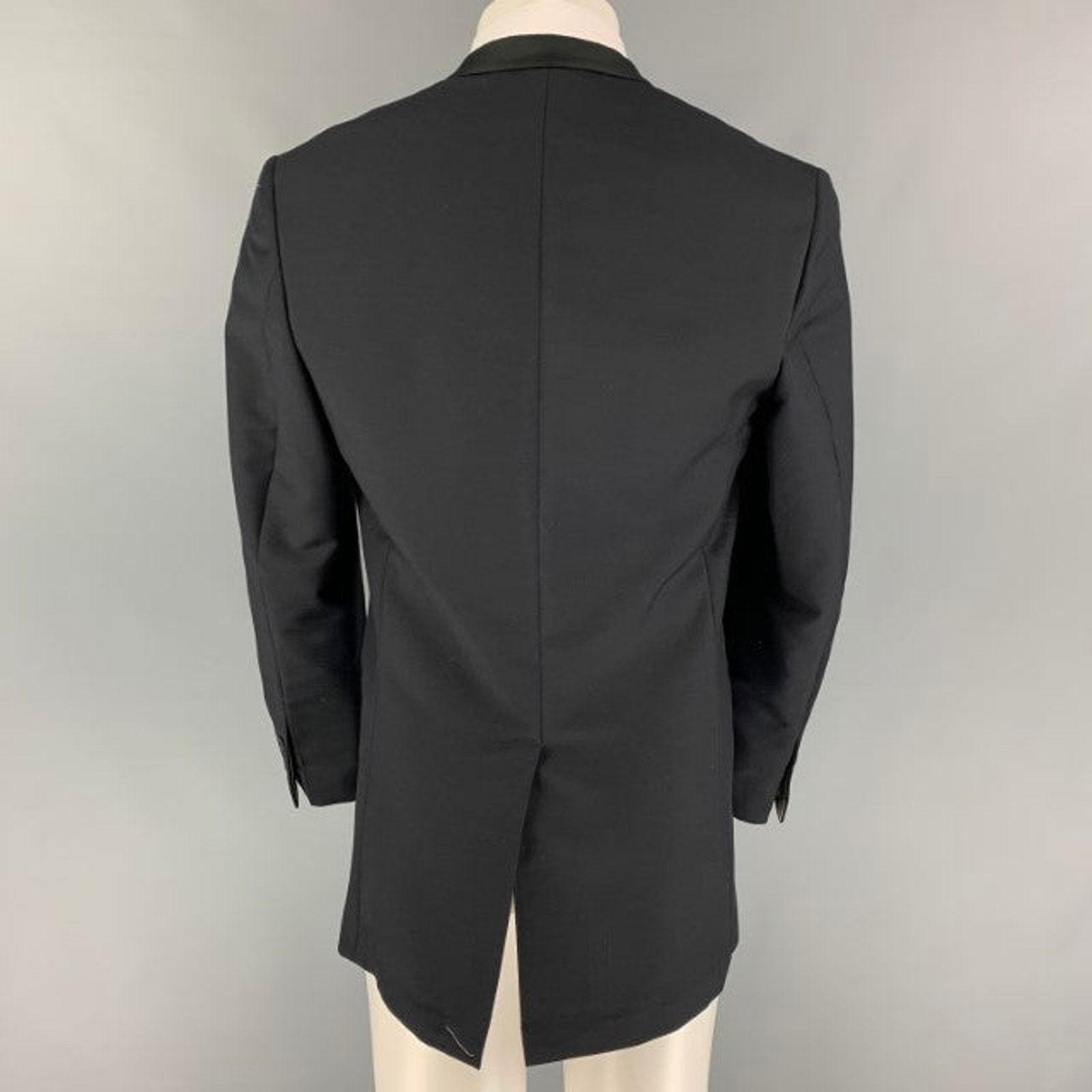 Aquascutum AQUASCUTUM Size 40 Black Wool Silk Shawl Collar Sport Coat Size 40R - 3 Thumbnail