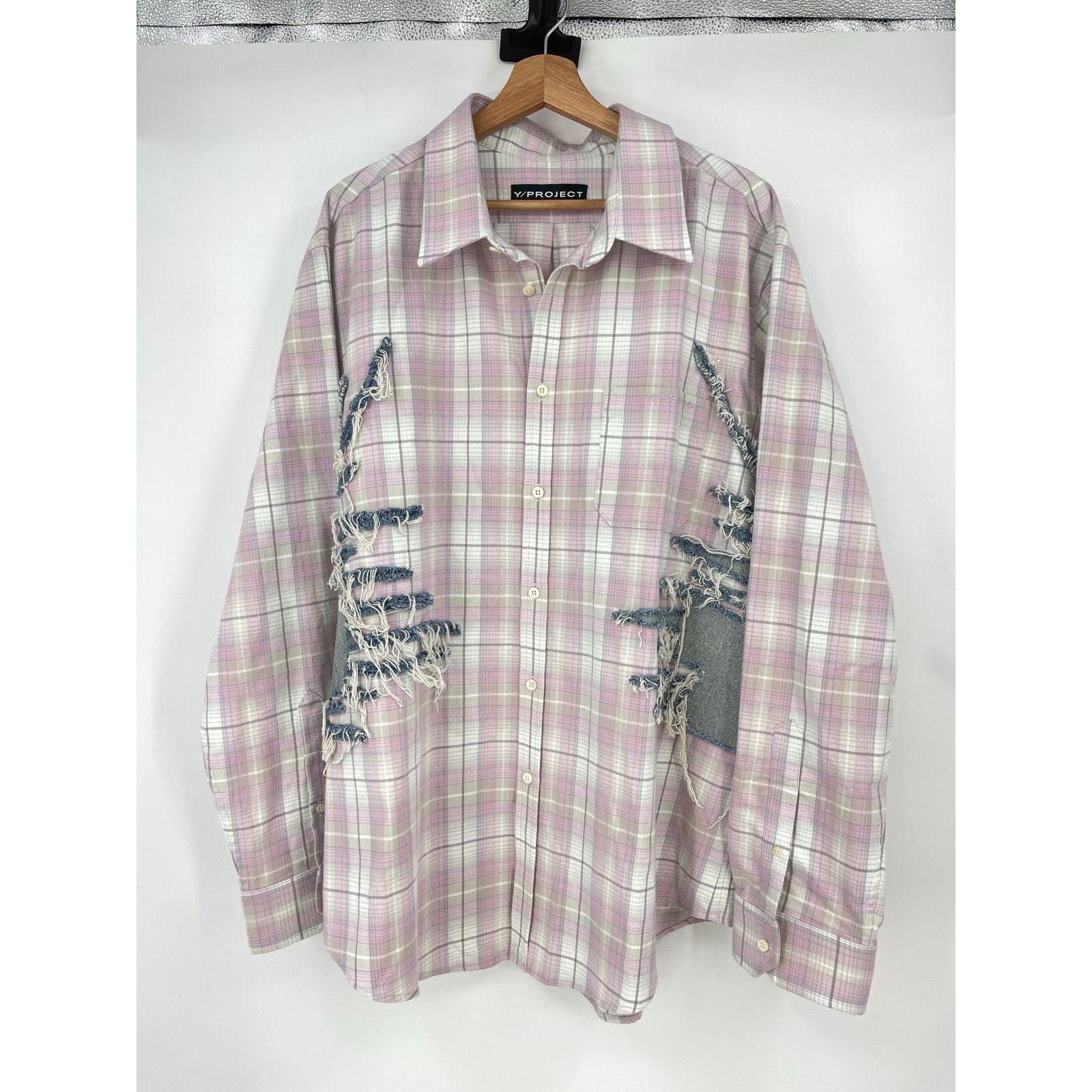 Y/Project Y-PROJECT | Whisker Distressed Denim Flannel Shirt XXL Size US XXL / EU 58 / 5 - 3 Thumbnail