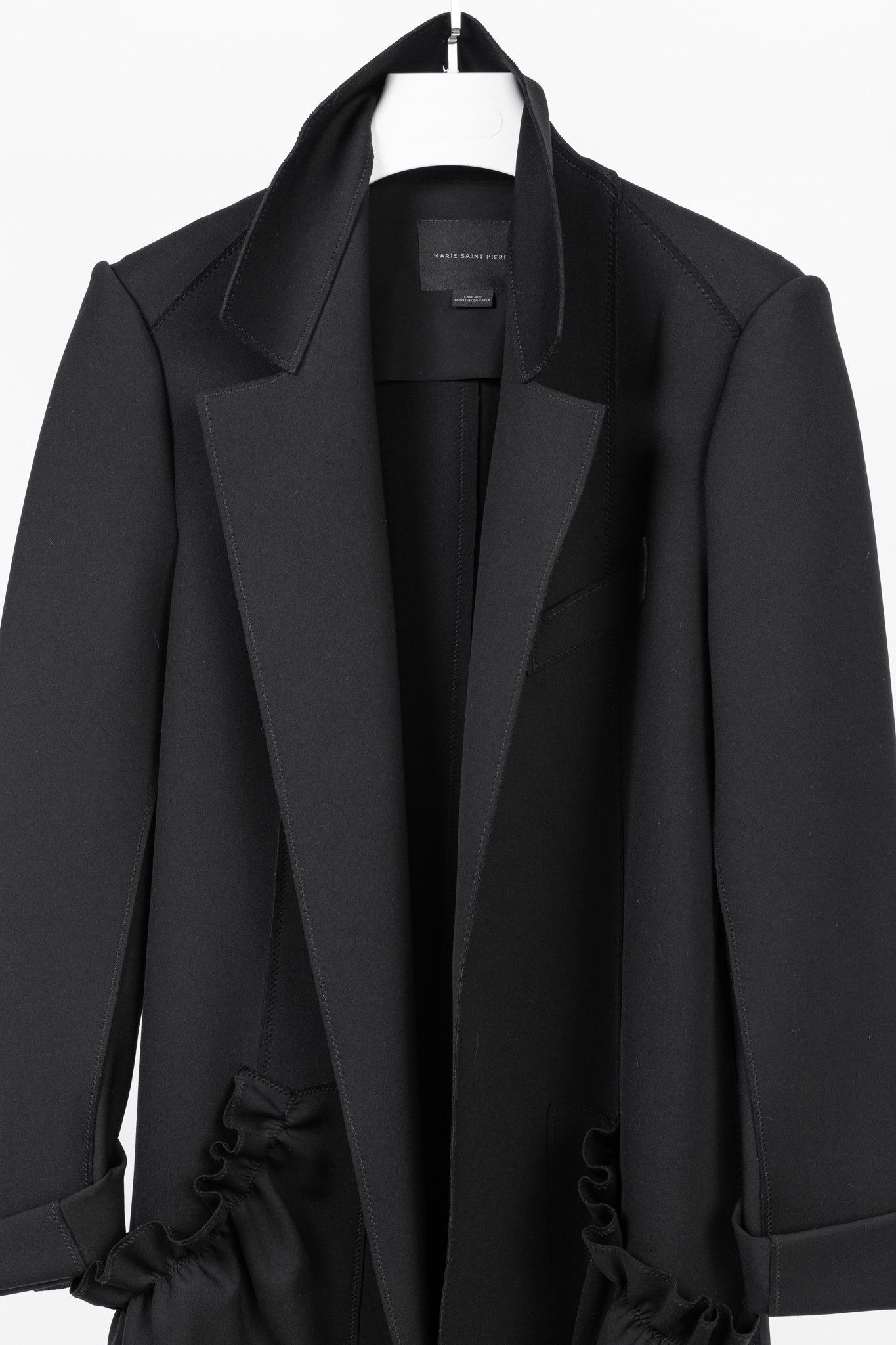 Marie Saint Pierre Marie Saint Pierre Neoprene Open-Front Ruffle-Pocket Coat Size L / US 10 / IT 46 - 3 Thumbnail