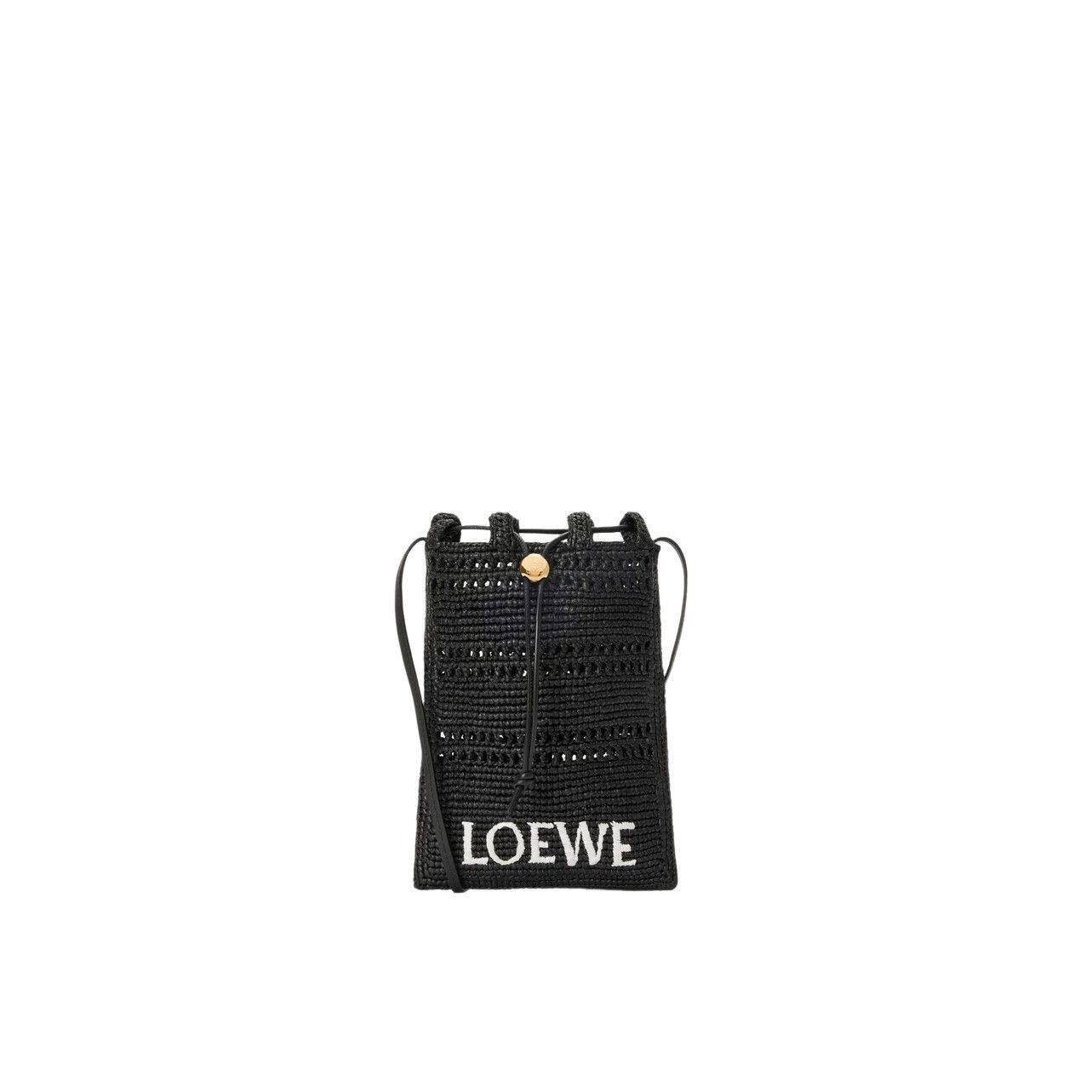 Loewe LOEWE $950 Black Raffia Drawstring Mini Crossbody Bag New & Size ONE SIZE - 3 Thumbnail