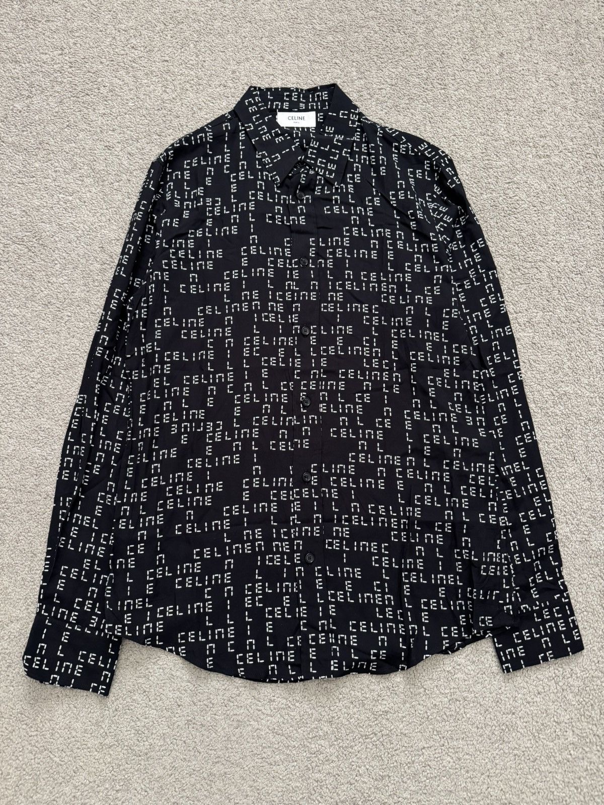 Celine FW22 Celine Hedi Slimane Analog Logo Monogram Button Shirt Size US S / EU 44-46 / 1 - 1 Thumbnail