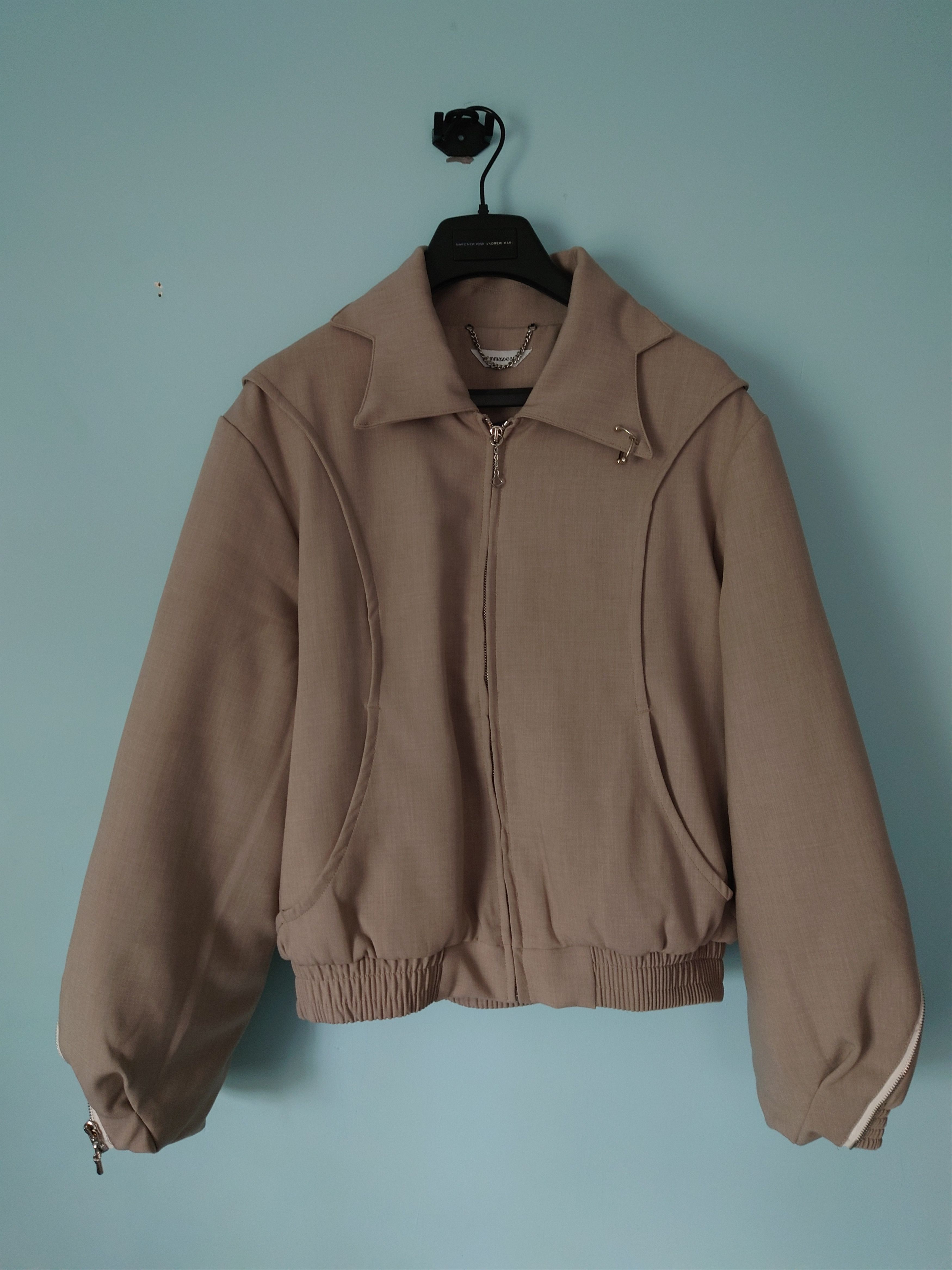 image of Cmmawear Batwing Piercing Jacket Beige, Men's (Size Large)
