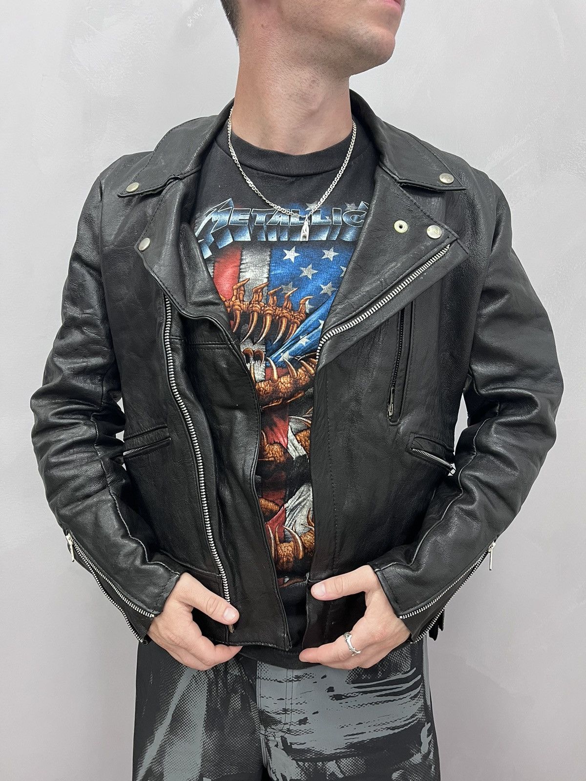 Japanese Brand SALE💣💣Vintage Real Leather HEAVY! Biker Racing Jacket Size US M / EU 48-50 / 2 - 1 Thumbnail
