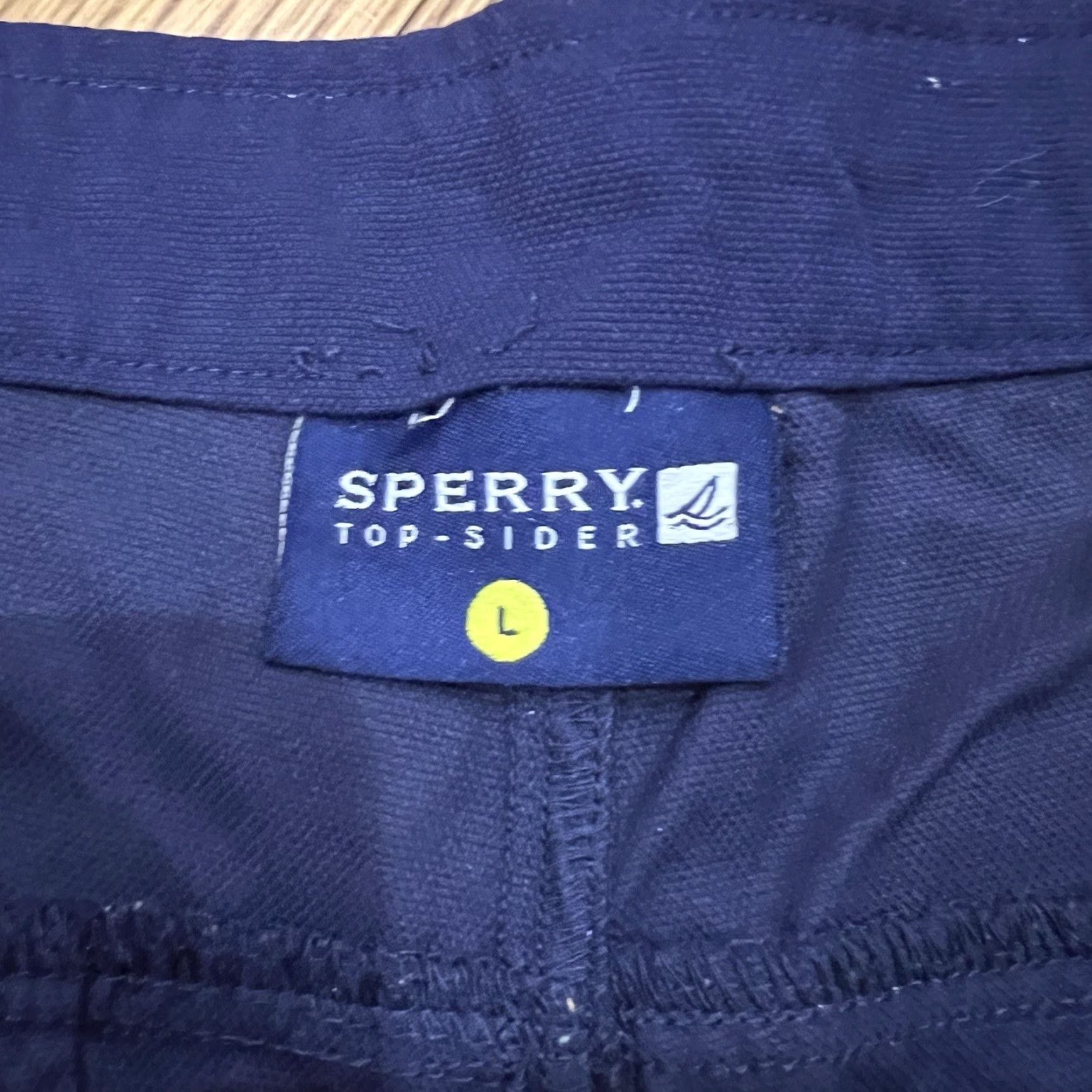 Sperry Sperry Top-Sider Men Board Shorts L Navy Blue Solid Pocket Back Pocket Swim Trunks Beach 90s? Size US 33 - 4 Thumbnail
