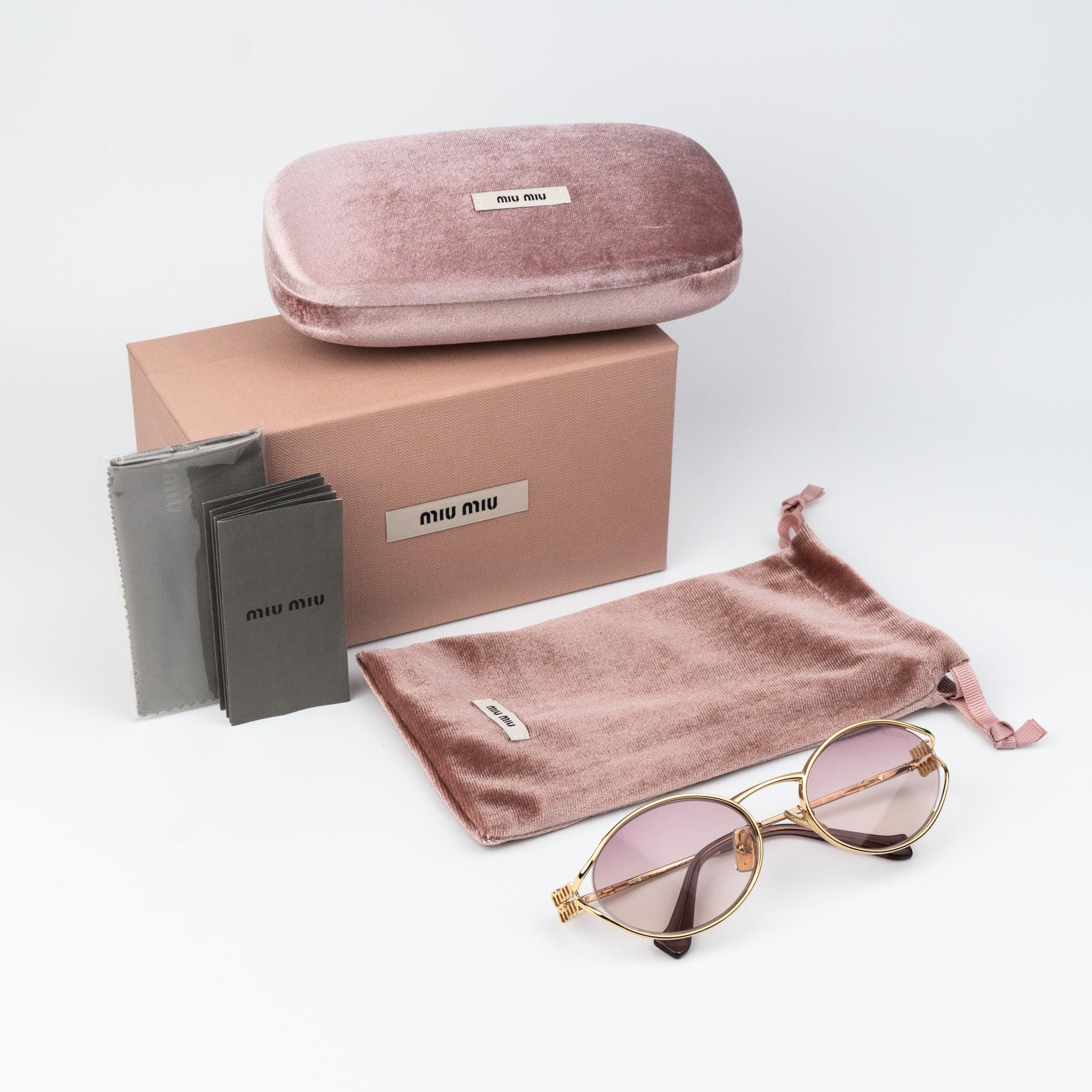 Miu Miu NEW Miu Miu MU52YS 5AK06S LOGO Oval Unisex Sunglasses Size ONE SIZE - 11 Thumbnail