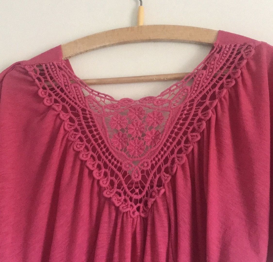 Other DEEP PLUNGE CROCHET BACK FLOWY SHORT SLEEVE TOP SIZE L Size L / US 10 / IT 46 - 3 Thumbnail