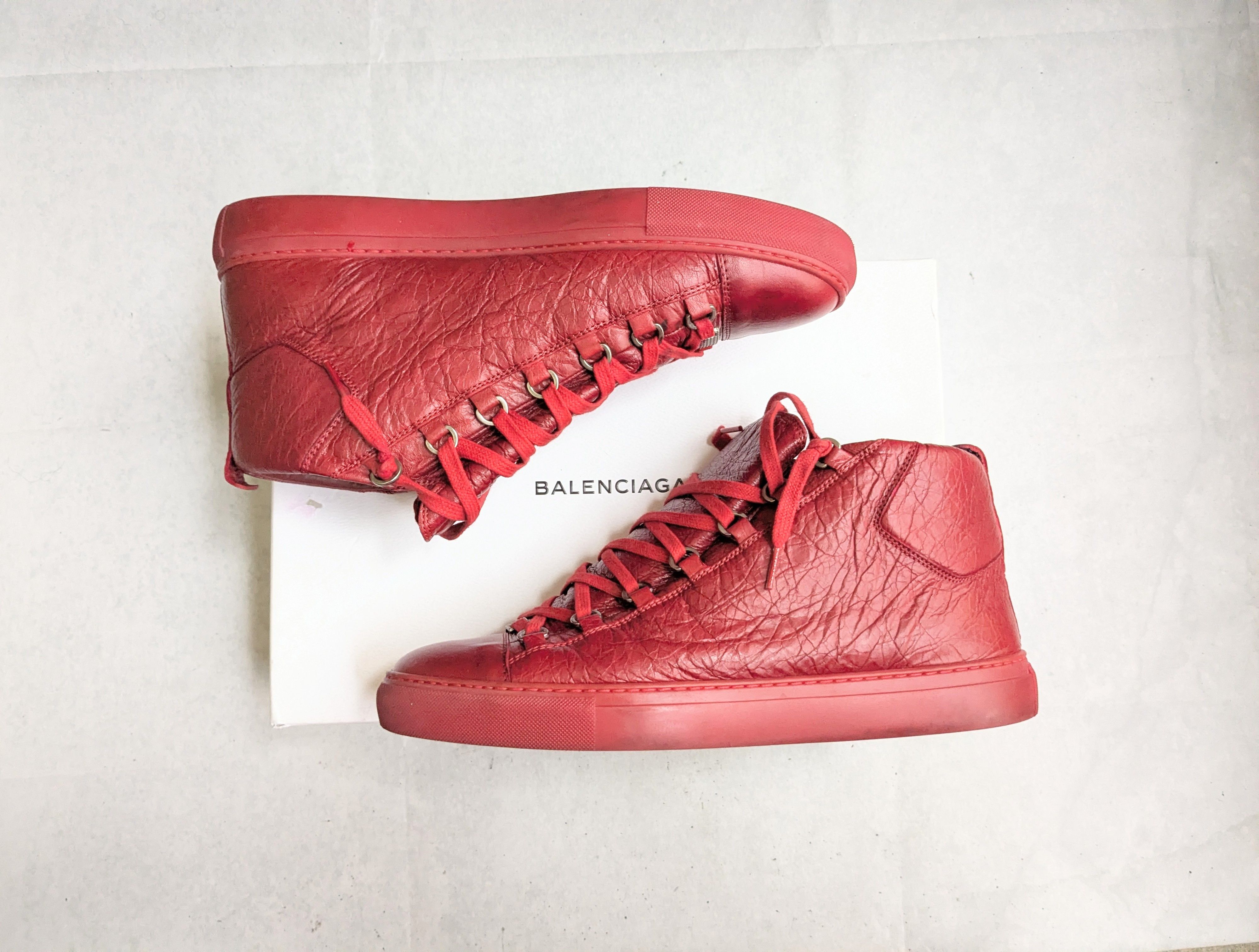 Balenciaga Balenciaga Arena Sneakers Red 12 Leather High Tops Size US 12 / EU 45 - 1 Thumbnail