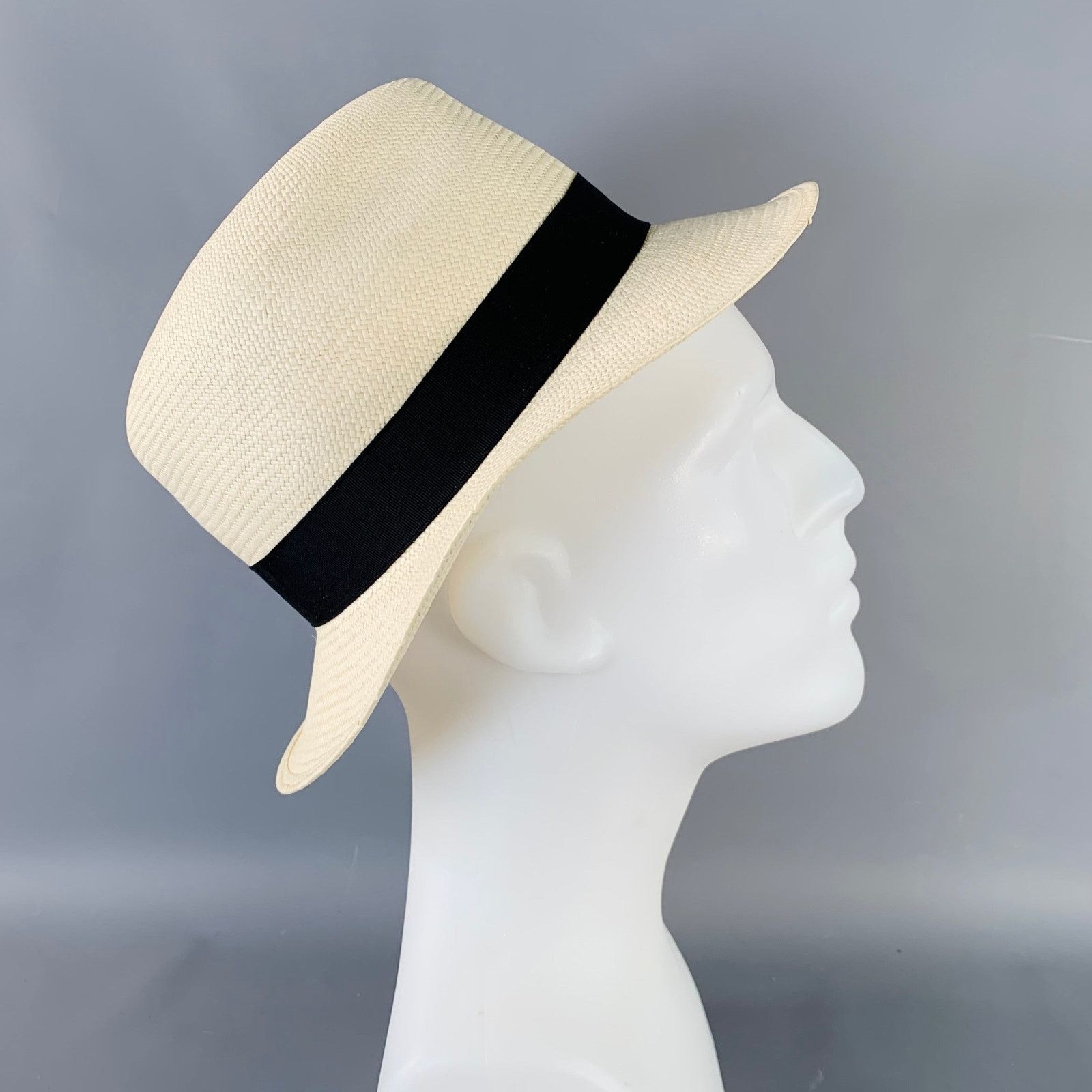 Borsalino BORSALINO Size S Beige Black Straw Fedora Size ONE SIZE - 1 Thumbnail