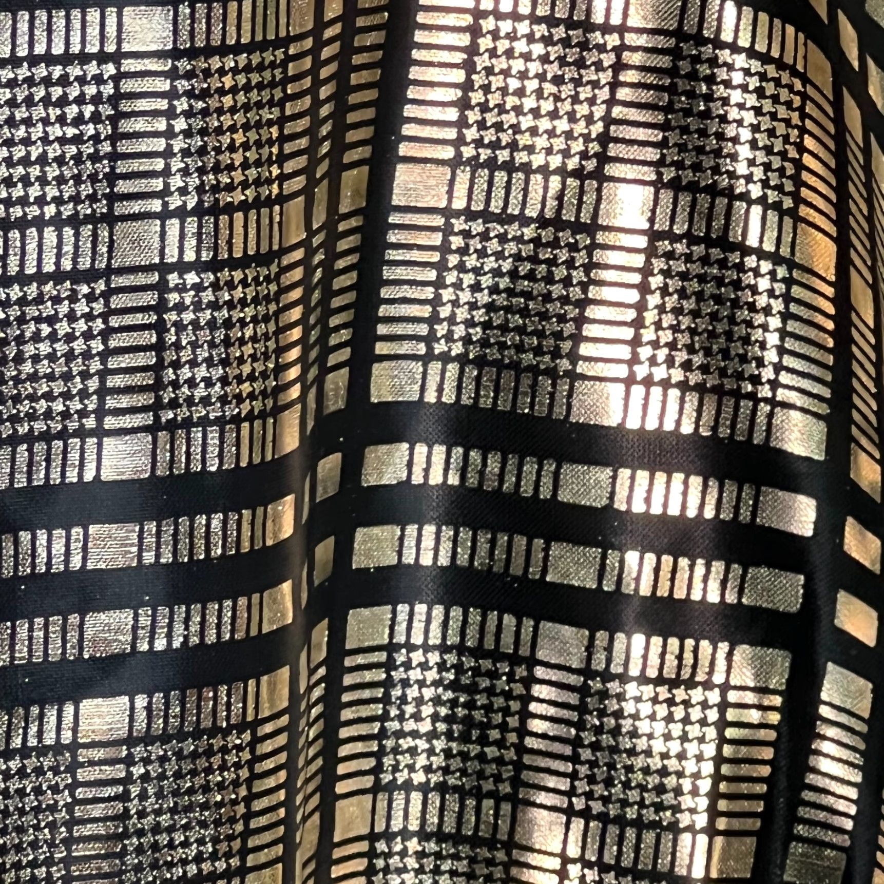 Vintage Tan F Jay Women's Blouse Plaid Metallic Black Top Size 16 3/4 Sleeves Pullover Size XXL / US 16-18 / IT 52-54 - 5 Thumbnail