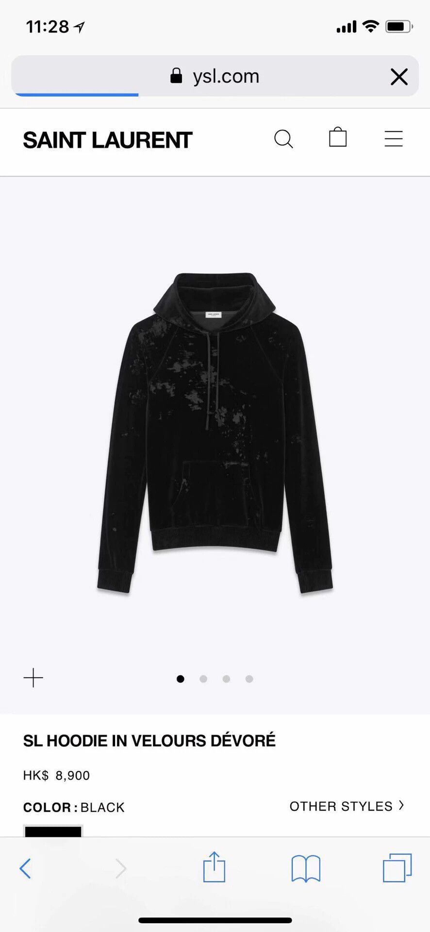 Saint Laurent Paris SLP velvet hoodie slim mint size S runs small Size US S / EU 44-46 / 1 - 4 Thumbnail