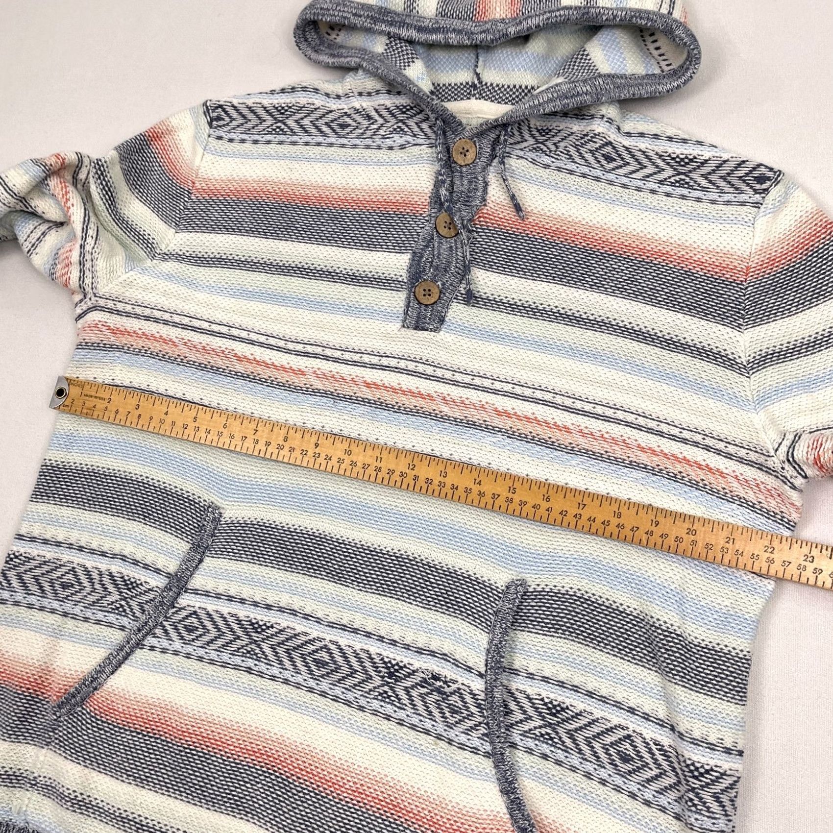 Faherty Faherty Cove Poncho Hoodie Sweater Mens XL Knit Southwest Aztec Sierra Paradise Jacket Pullover Hooded Multicolor Striped Casual Travel Activewear Size US XL / EU 56 / 4 - 4 Thumbnail