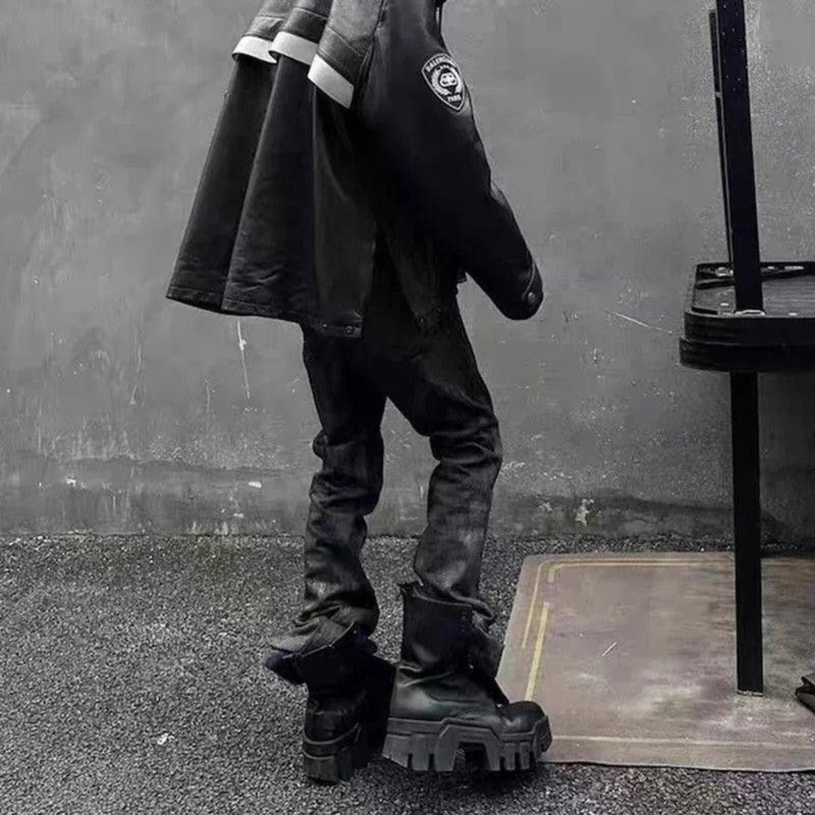 Other Black Waxed Stacked Flared Denim Jeans Size US 32 / EU 48 - 4 Thumbnail