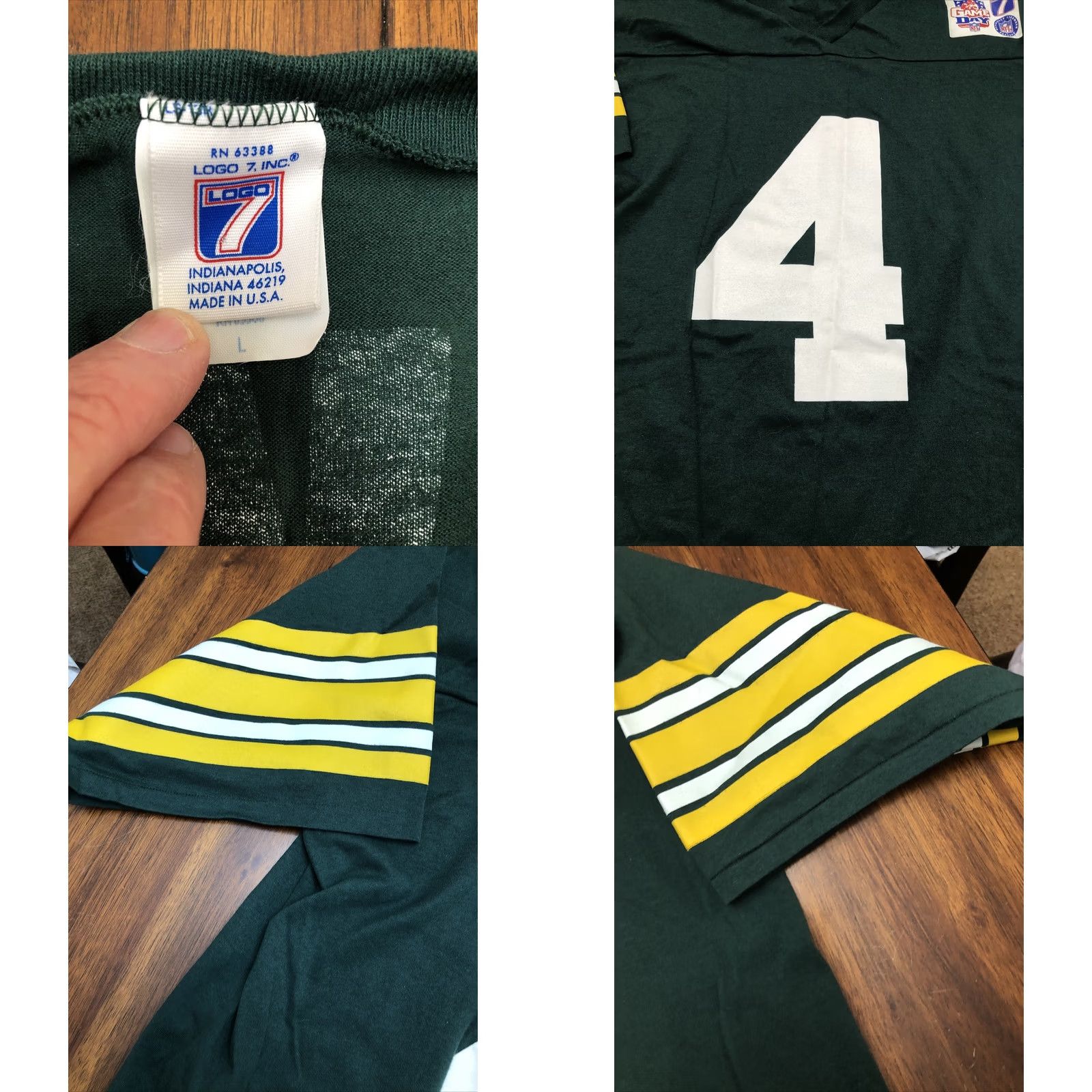 Logo 7 VINTAGE Brett Favre Logo 7 Green Bay Packers Jersey Shirt L Green Unisex Short Sleeve Football Jersey Tee Large Size US L / EU 52-54 / 3 - 8 Thumbnail