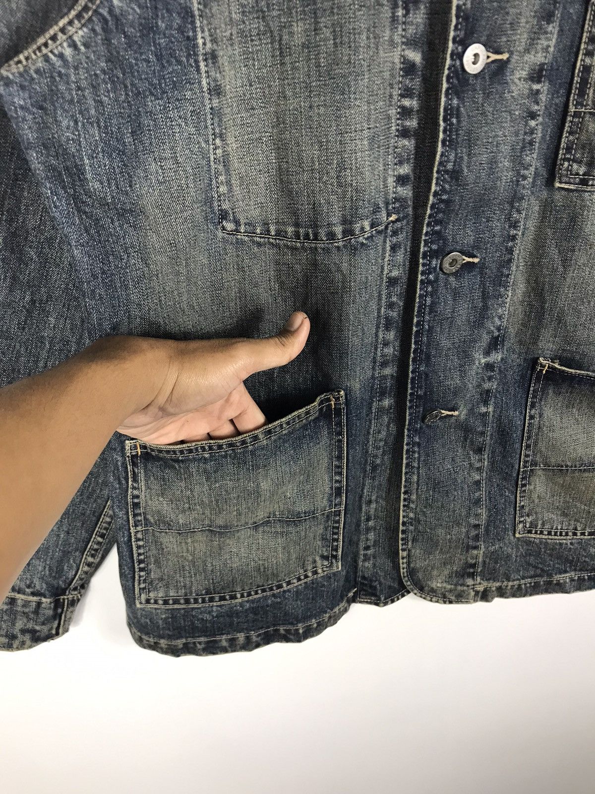 Gap × Vintage ⚡️Vintage Gap Denim Distressed Chore Workers Jacket Size US L / EU 52-54 / 3 - 6 Thumbnail