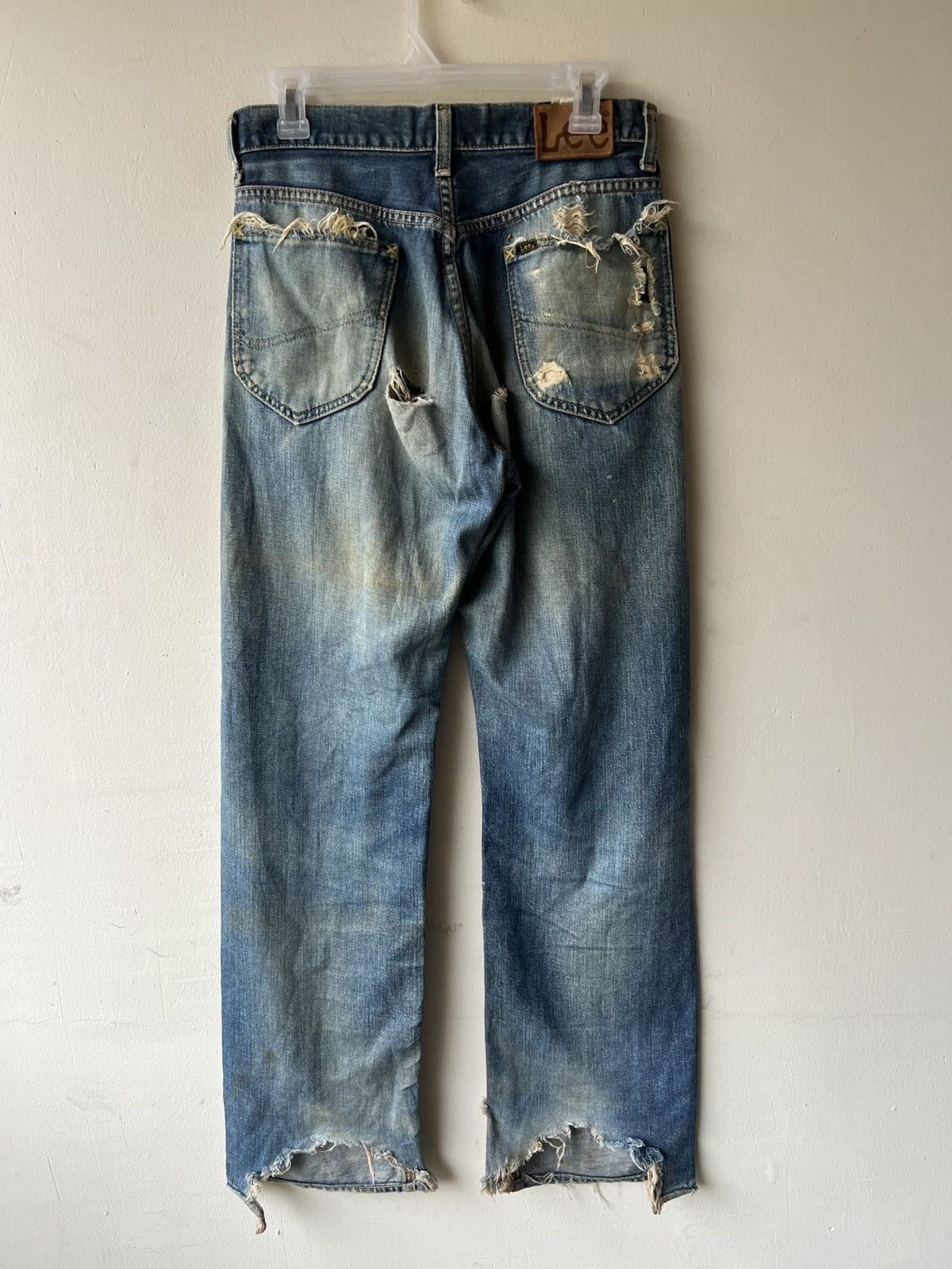 Lee Trashed Vintage Lee Ripped Dirty Mud Denim Selvedge Jeans Size US 30 / EU 46 - 20 Thumbnail