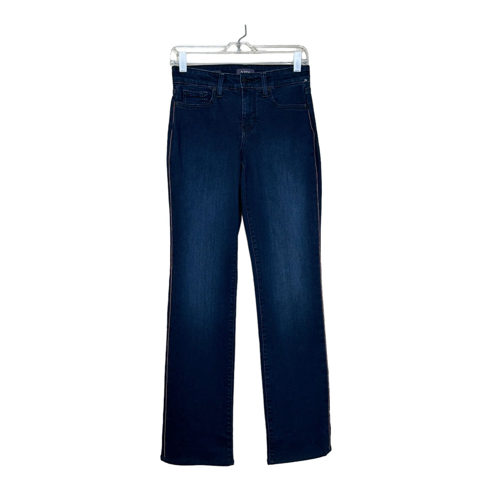 NYDJ NYDJ Blue Marilyn Straight side studs detail jeans size 0 Size 28" / US 6 / IT 42 - 11 Thumbnail