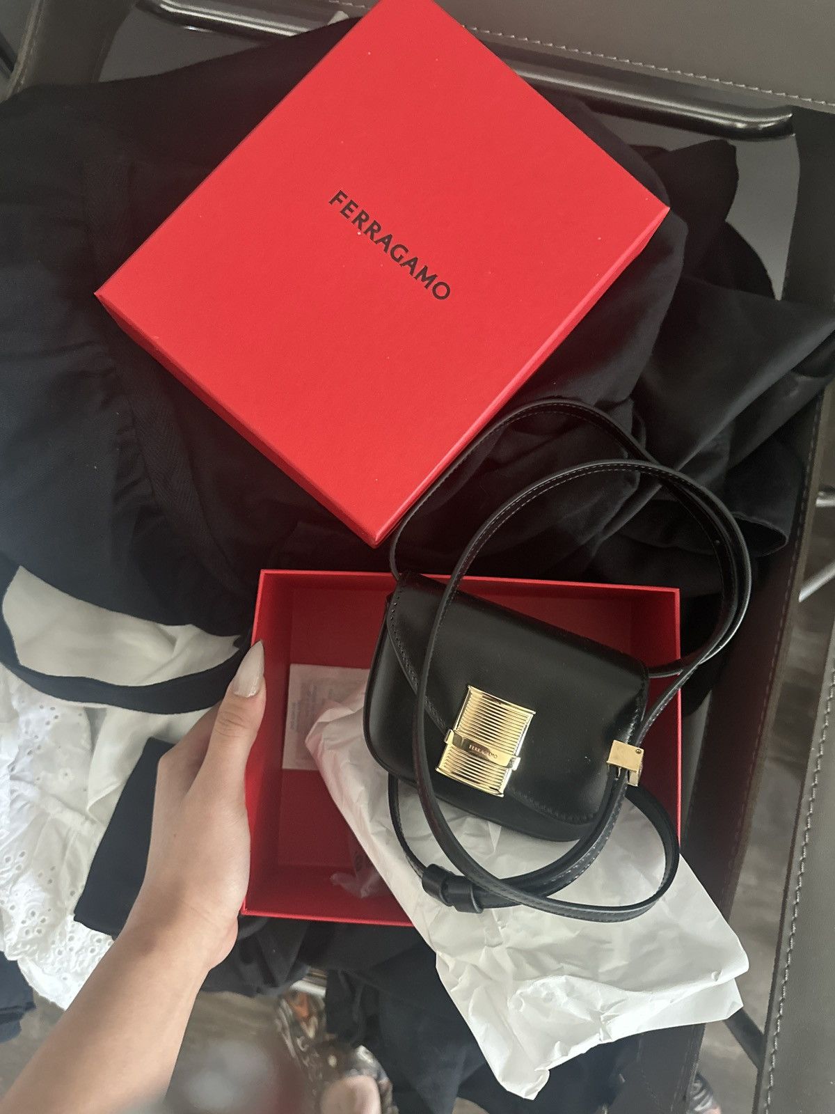 Salvatore Ferragamo Salvatore Ferragamo Black Fiamma Mini Bag New In Box Size ONE SIZE - 2 Thumbnail