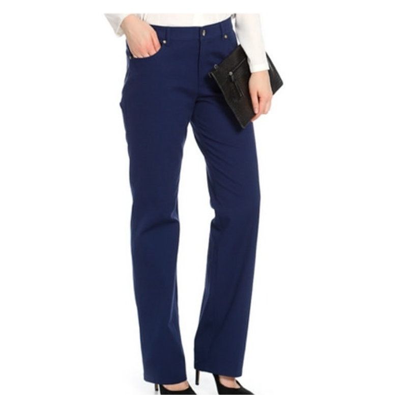 Escada ESCADA Navy Blue Straight Leg Stretch Trousers Pants 42 Size 28" / US 6 / IT 42 - 1 Thumbnail