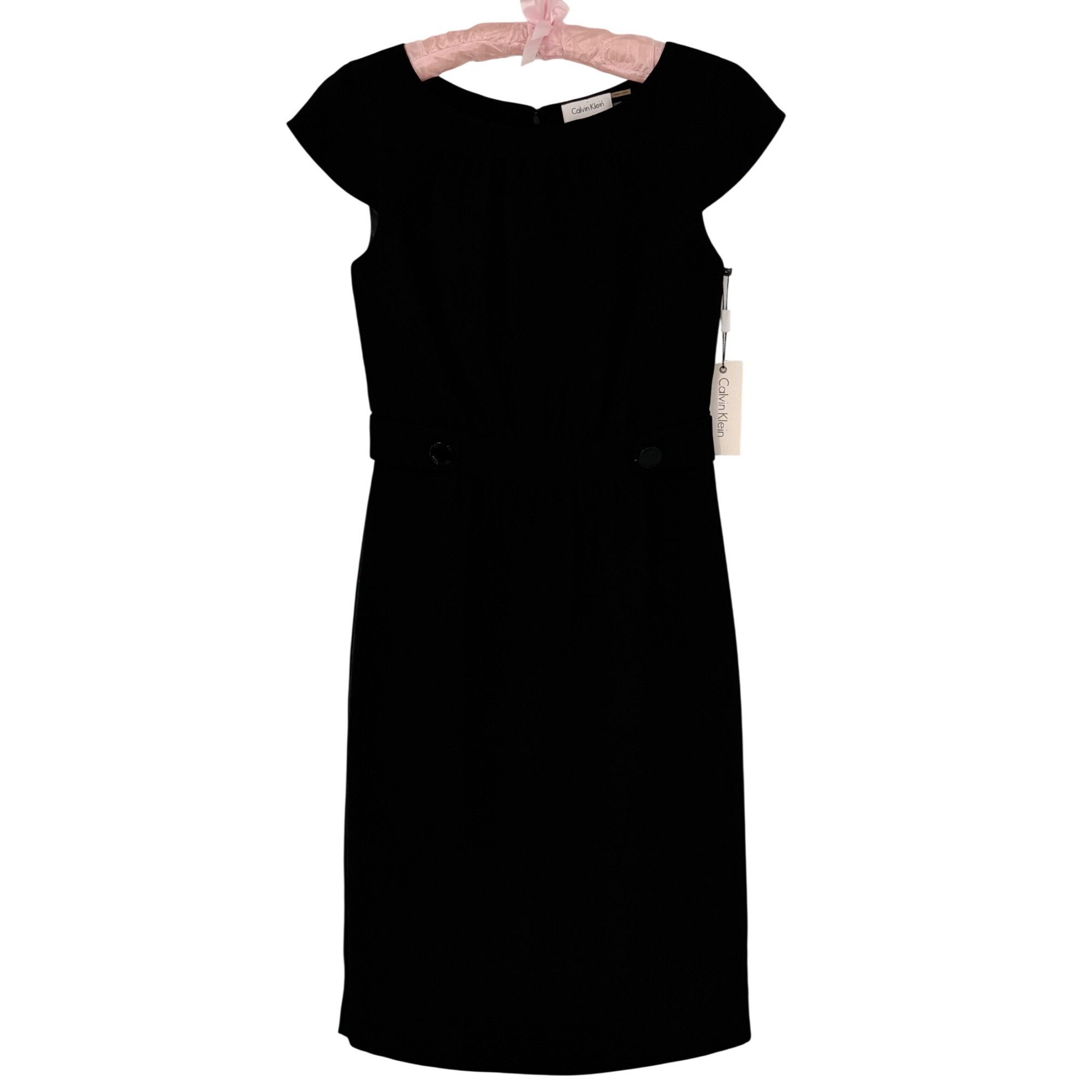 Calvin Klein NWT Calvin Klein Black Cap Sleeve Sheath Dress | Quiet Luxur Size S / US 4 / IT 40 - 11 Thumbnail