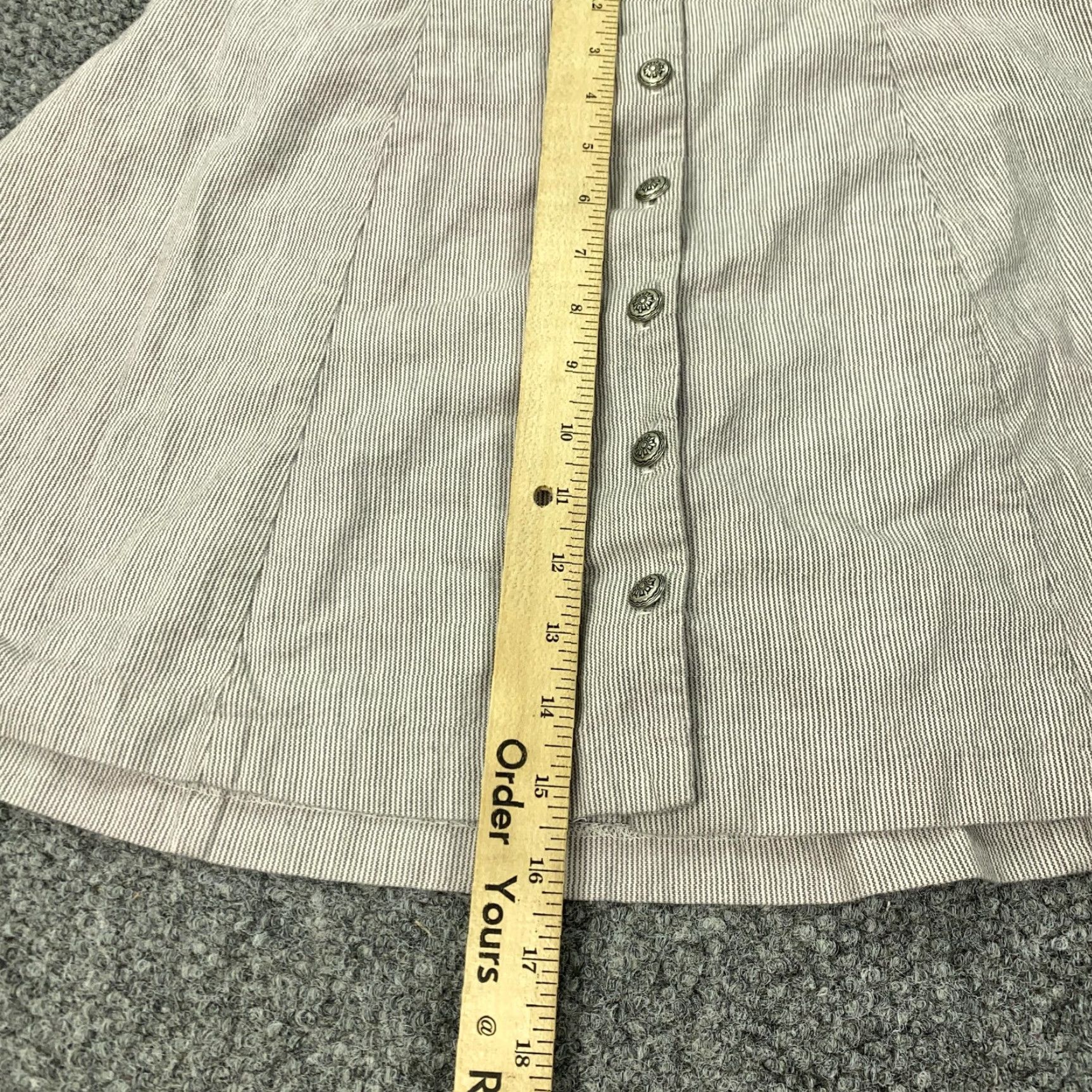 Vintage VINTAGE Rampage Skirt Womens 11 Beige Gray Pinstripe Button Front A-Line 90s Size 32" / US 10 / IT 46 - 3 Thumbnail