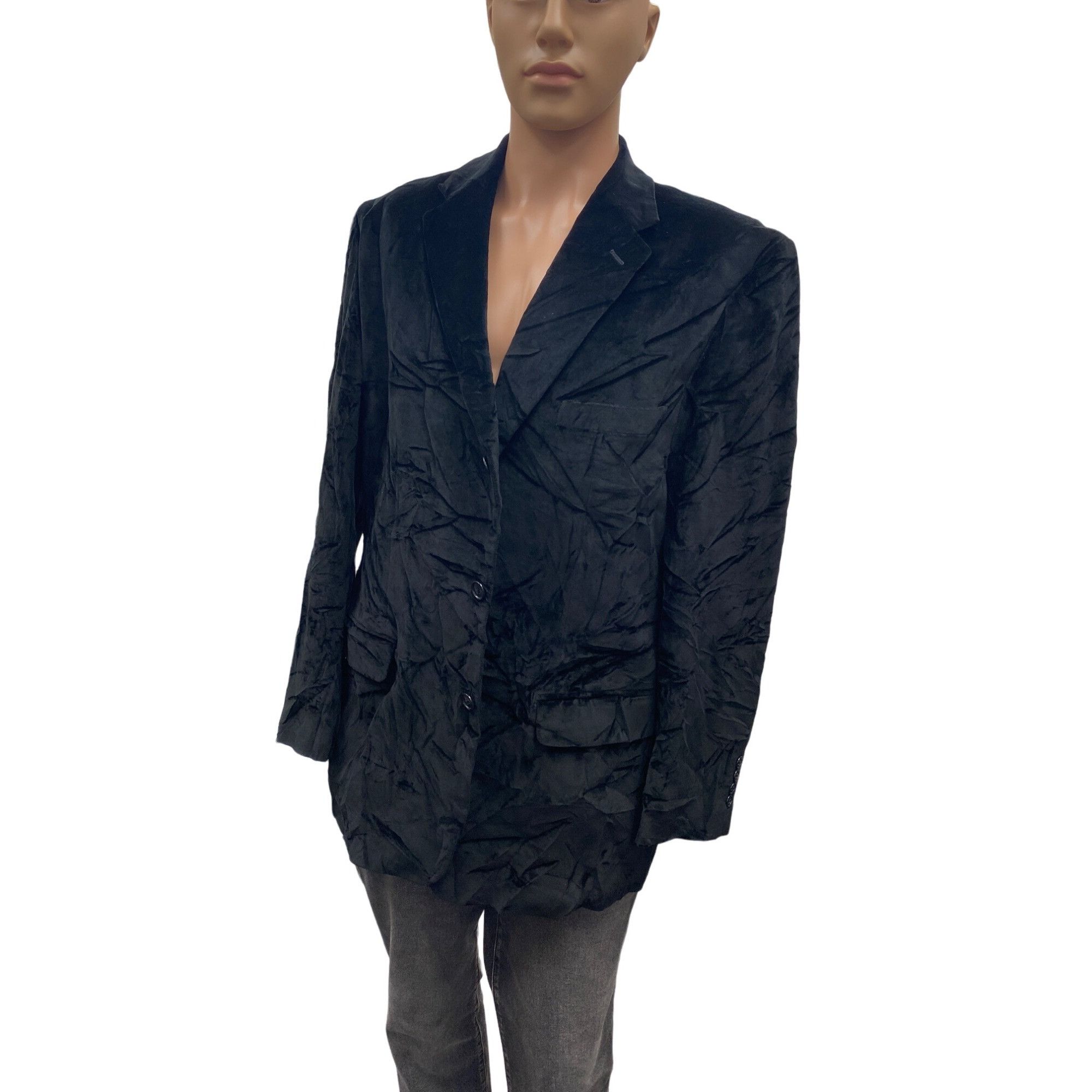 Calvin Klein Calvin Klein SKU 500 Mens Black Velvet Blazer Jacket Size 44 Size 44R - 3 Thumbnail