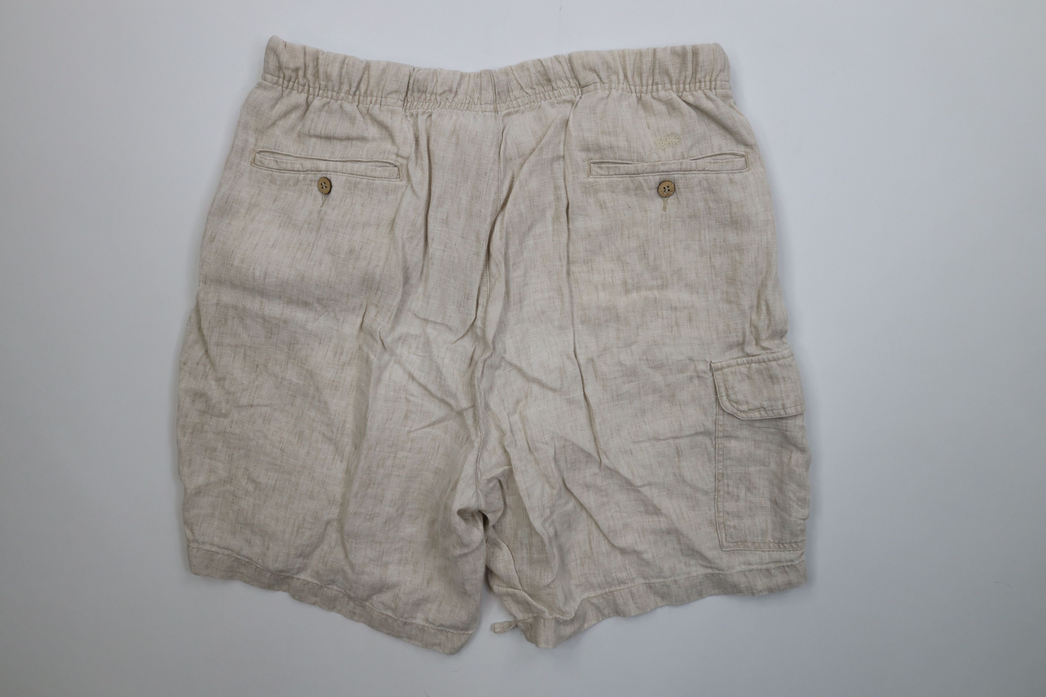 Vintage Vintage 90s Streetwear Linen Cargo Shorts Oatmeal Brown Size US 34 / EU 50 - 11 Thumbnail