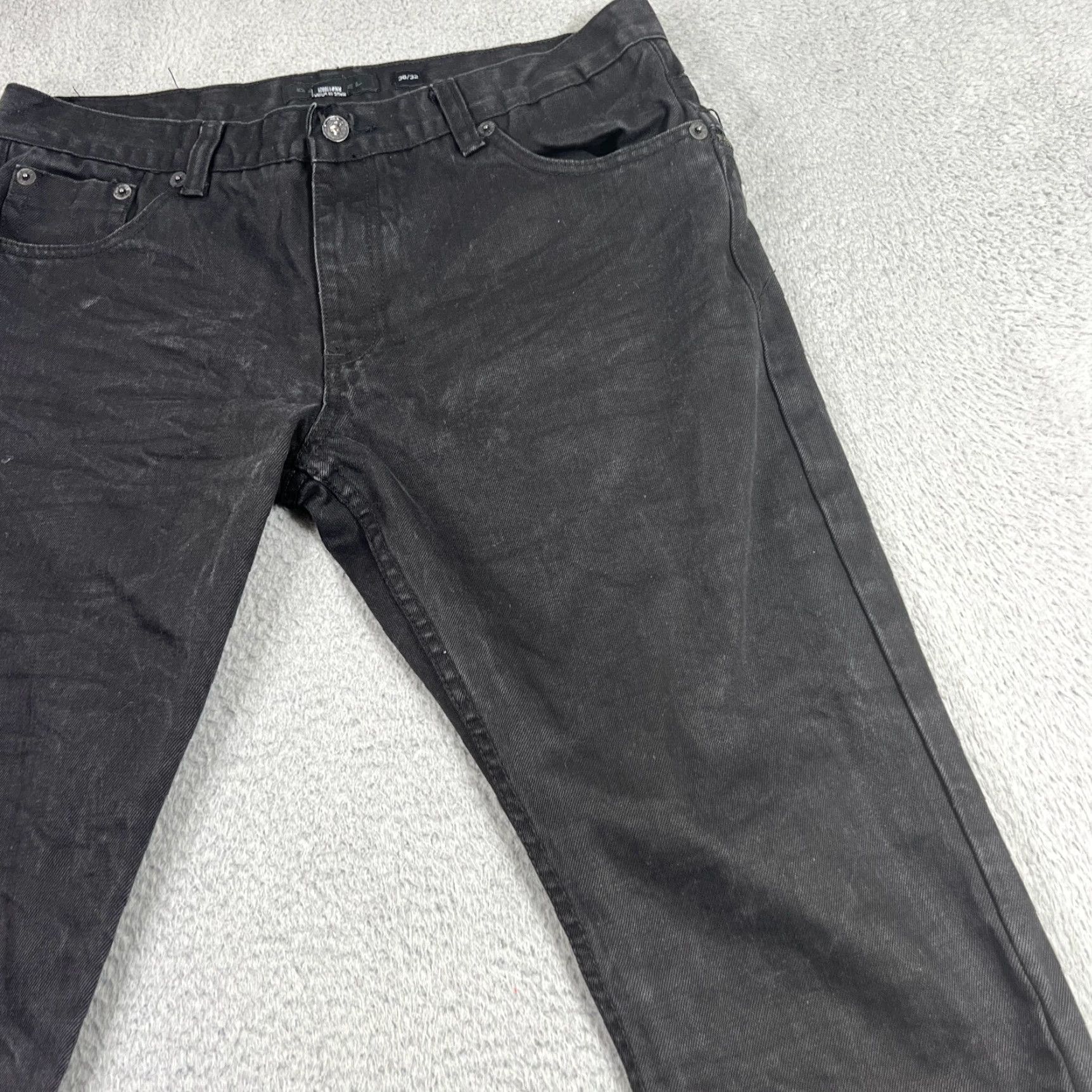Denime VINTAGE Decibel Jeans Men's 36X32 Denim Straight Fit Black Distressed Biker Style Jeans Size US 36 / EU 52 - 3 Thumbnail