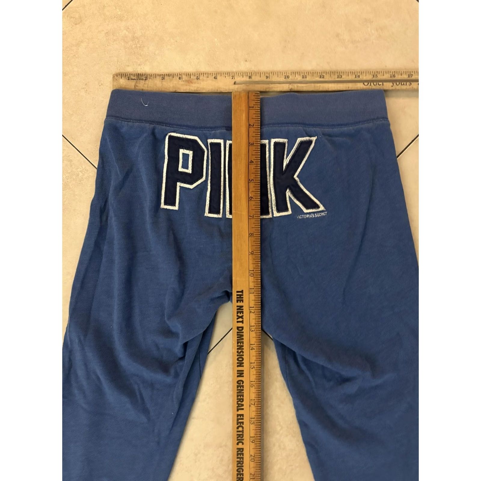 Pinko PINK Victoria's Secret Sweatpants Womens Small Blue Capri Joggers Logo Applique Size 26" / US 2 / IT 38 - 7 Thumbnail