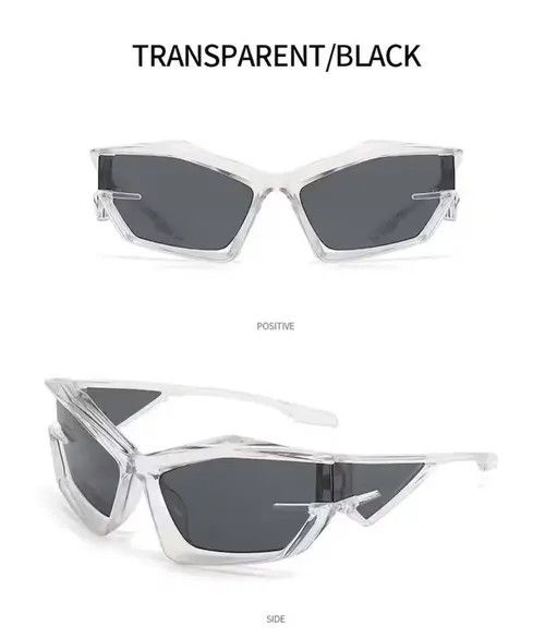 Electric Visual Transparent Frame Irregular Design Sun Glasses Unisex Size ONE SIZE - 3 Thumbnail